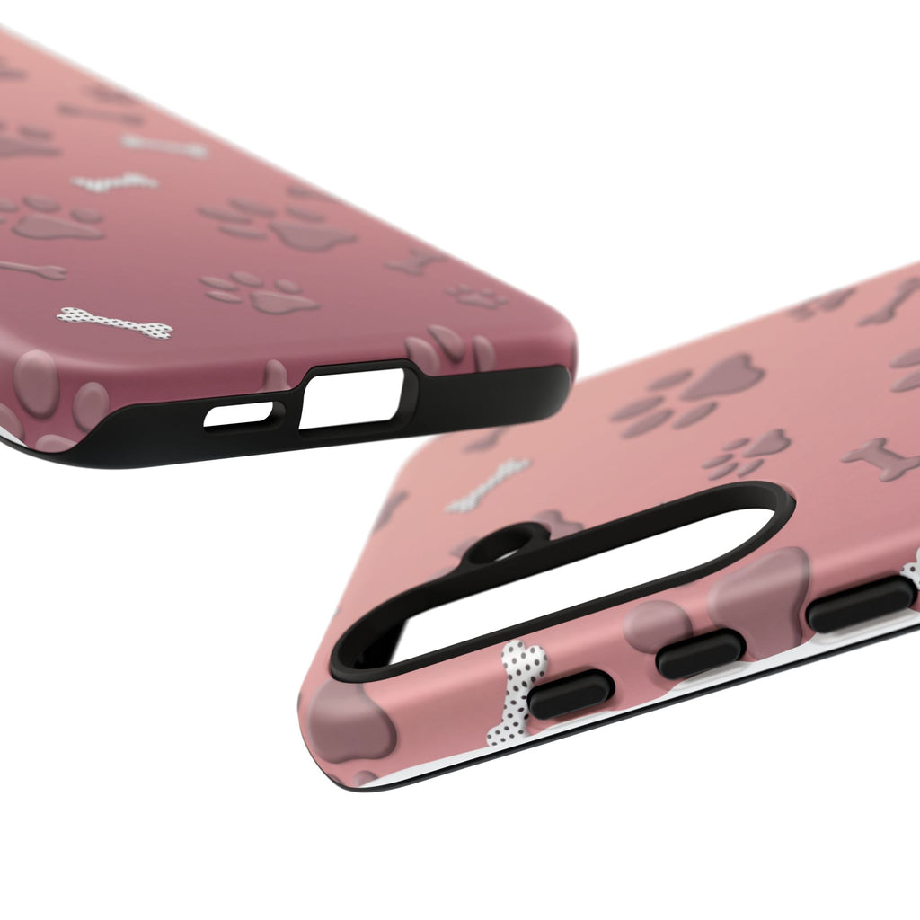 iPhone & Samsung Phone Case | Paw Print & Bone  | Dusty Rose Pattern Case for Frenchie Lovers