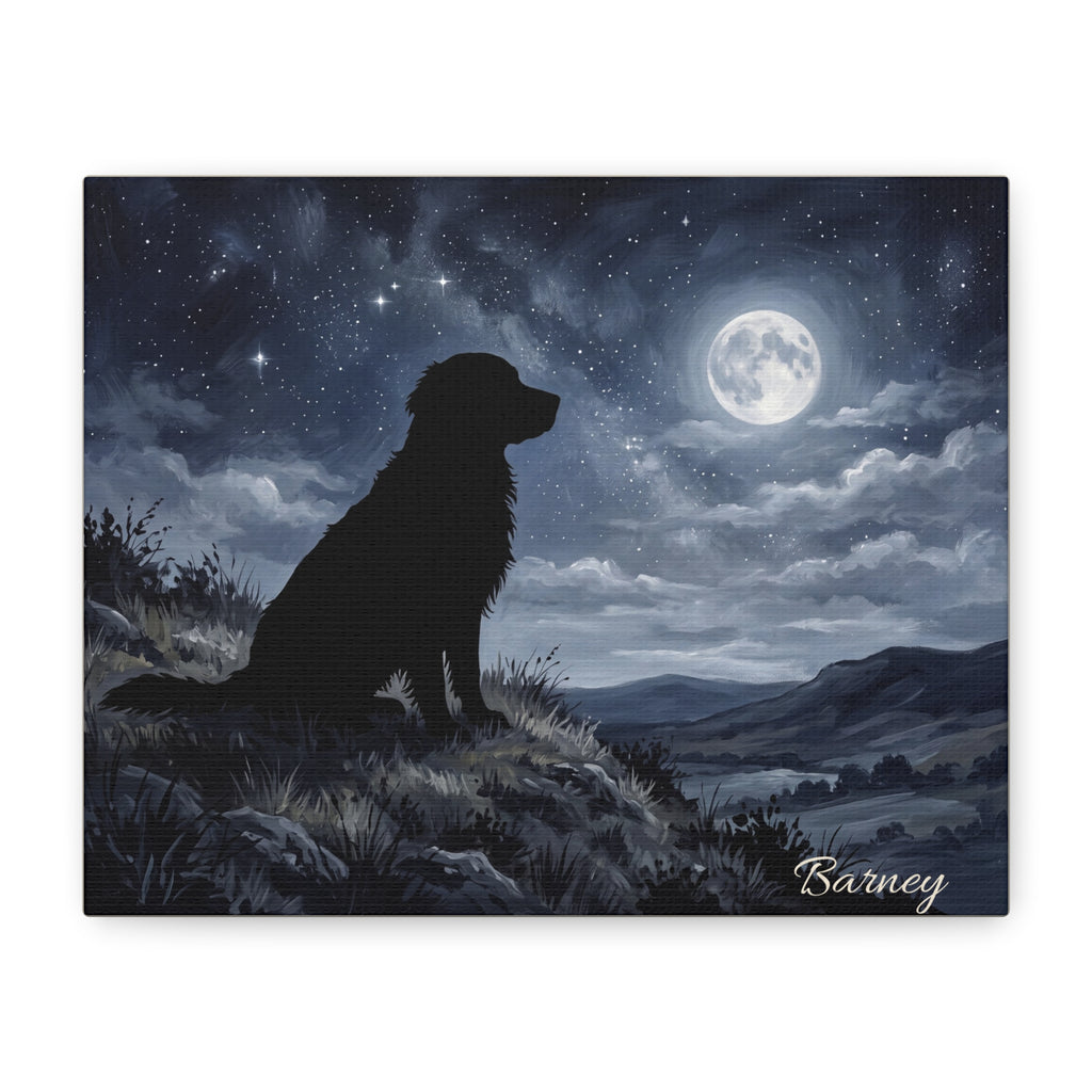 Golden Retriever Silhouette Personalized Canvas | Moonlit Night Wall Art