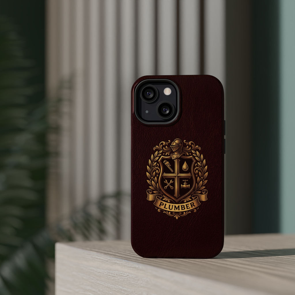 Plumber Crest Phone Case — Heraldic Shield Design Wireless Charging Cover