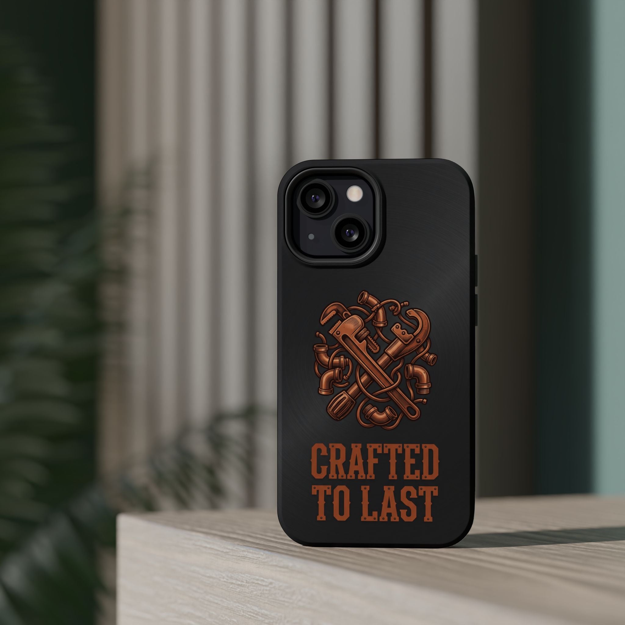 Crafted to Last Phone Case — Crossed Wrenches Wireless Charging Cover