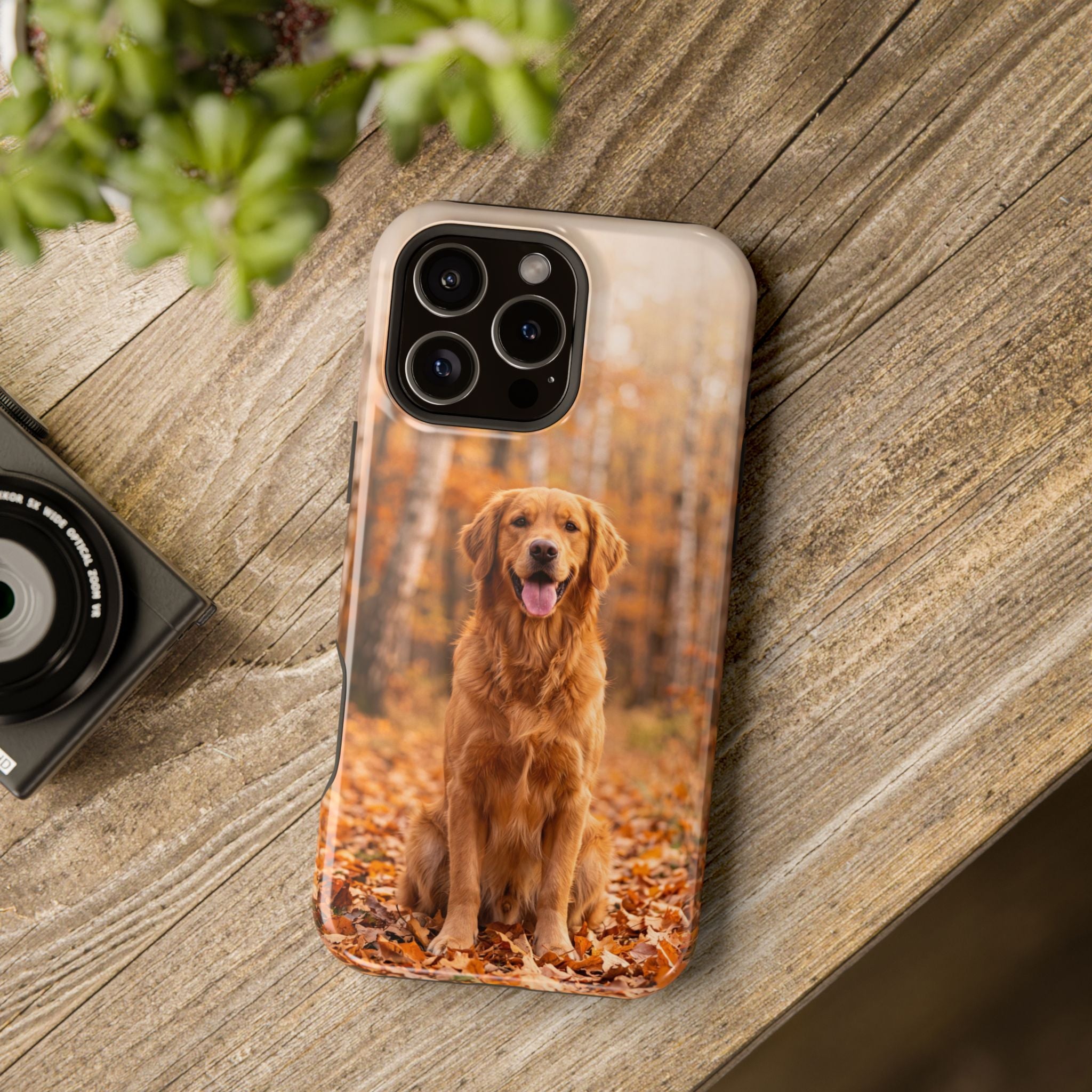 Autumn Golden Retriever Phone Case — Impact-Resistant Wireless Charging Cover