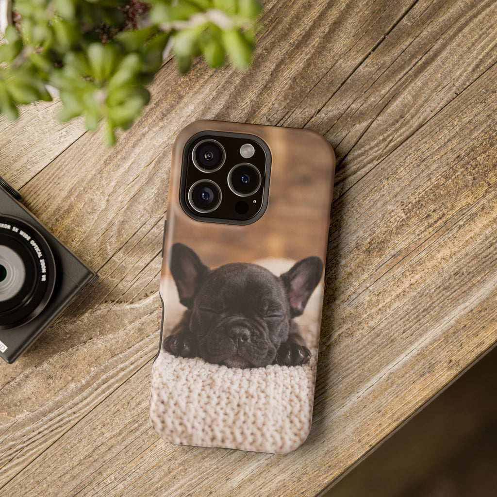 Sleepy French Bulldog Phone Case — Impact-Resistant Wireless Charging Cover