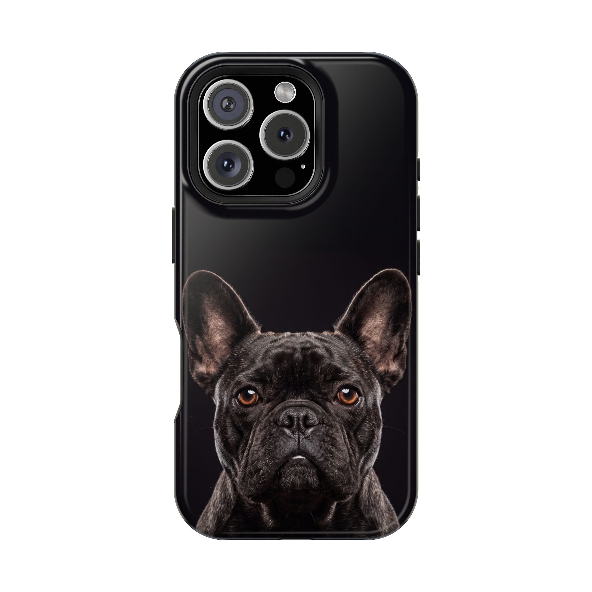 Black French Bulldog Phone Case — Impact-Resistant Wireless Charging Cover