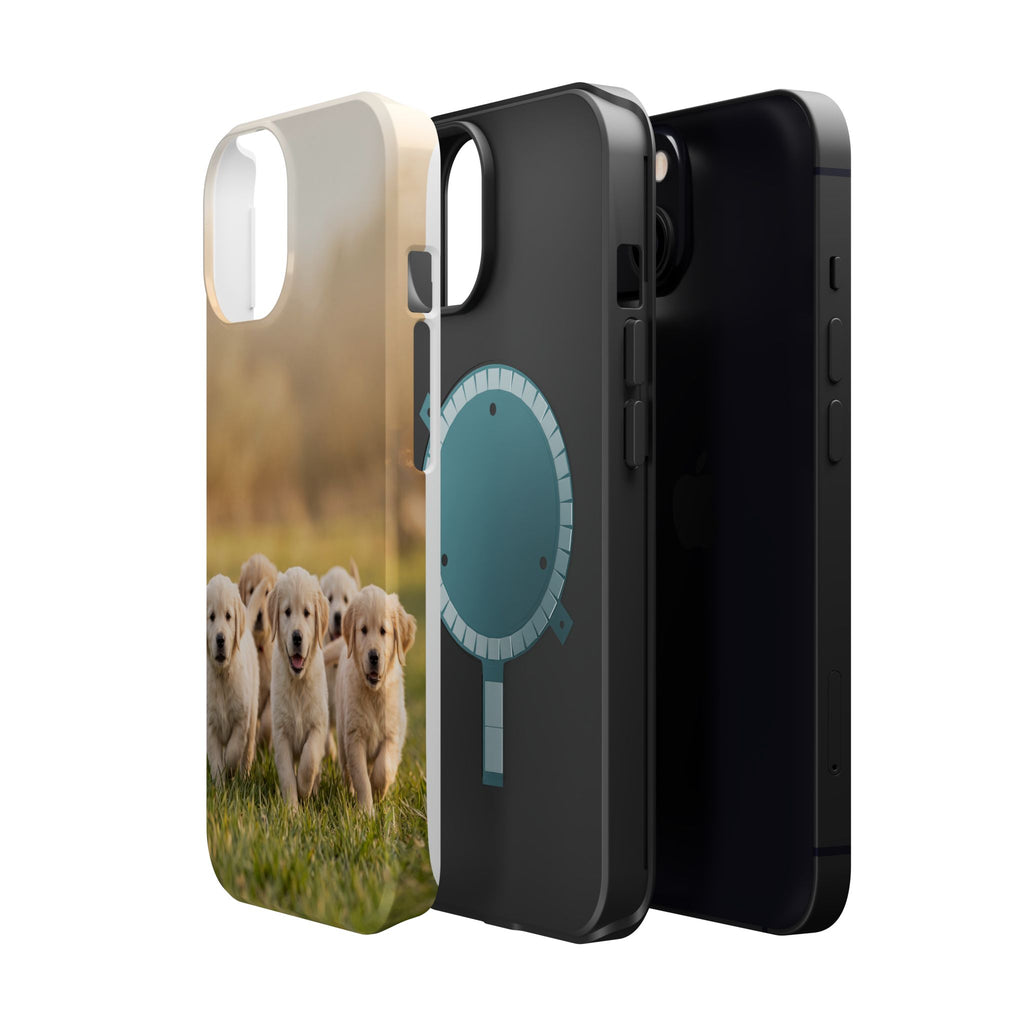 Golden Retriever Puppies Phone Case — Impact-Resistant Wireless Charging Cover