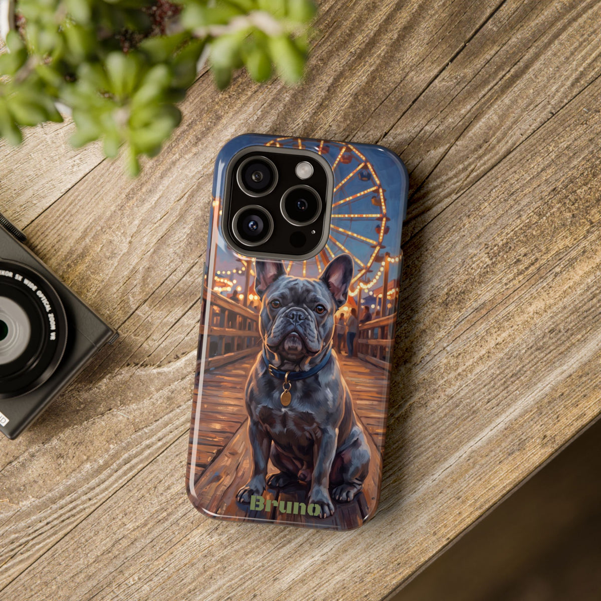 Personalized French Bulldog Pier Lights Phone Case — Wireless Charging Cover