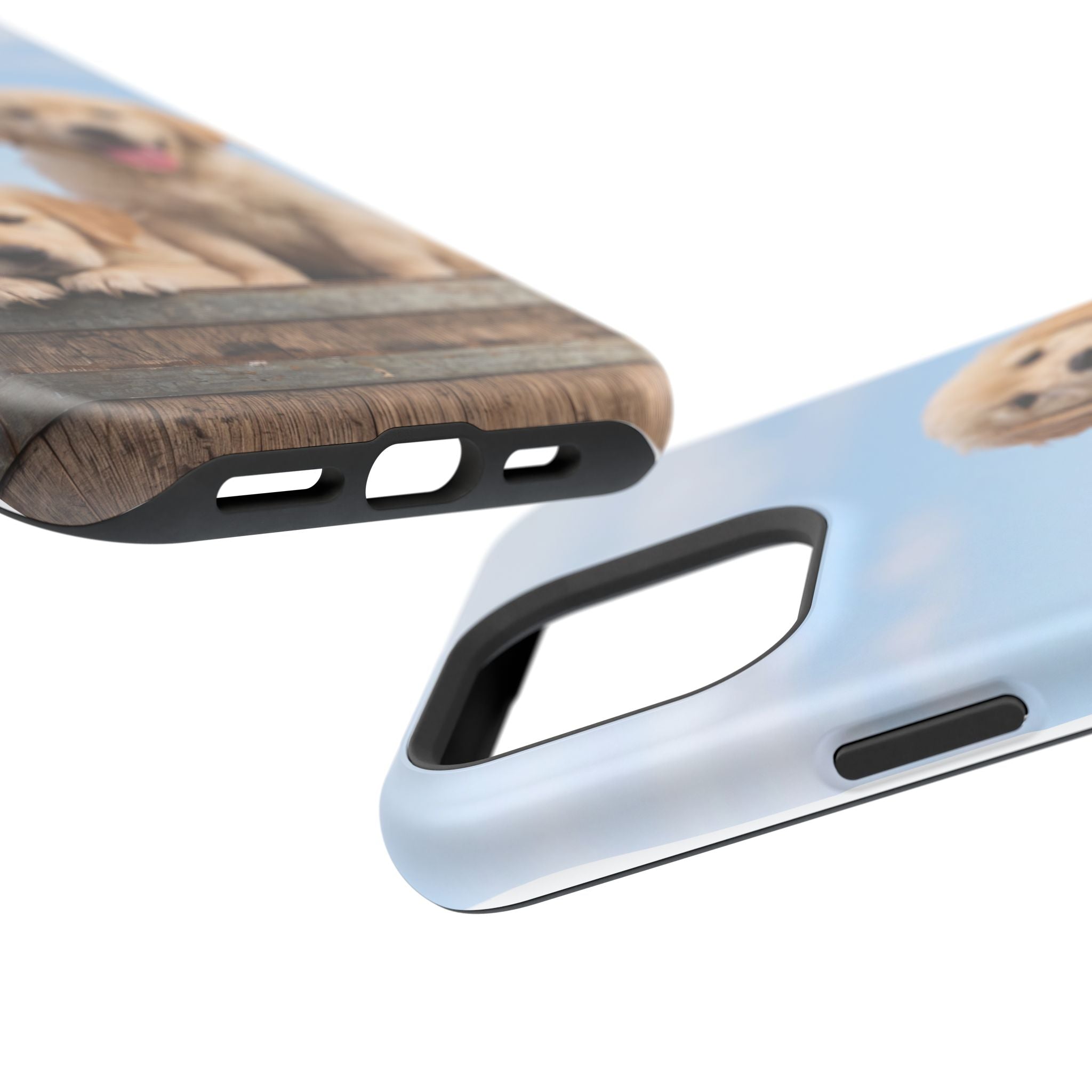 Golden Retriever Puppy Duo Phone Case — Impact-Resistant Wireless Charging Cover
