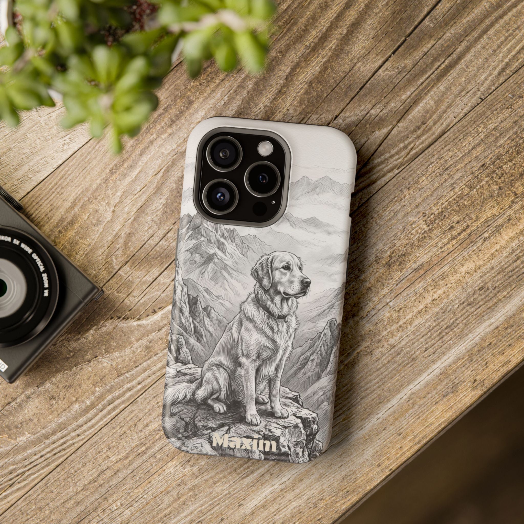 Personalized Golden Retriever Mountain Peak Phone Case — Wireless Charging Cover