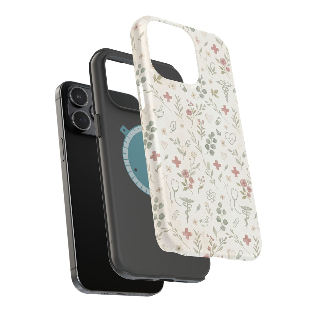 Floral Nurse Phone Case — Impact-Resistant Wireless Charging Cover