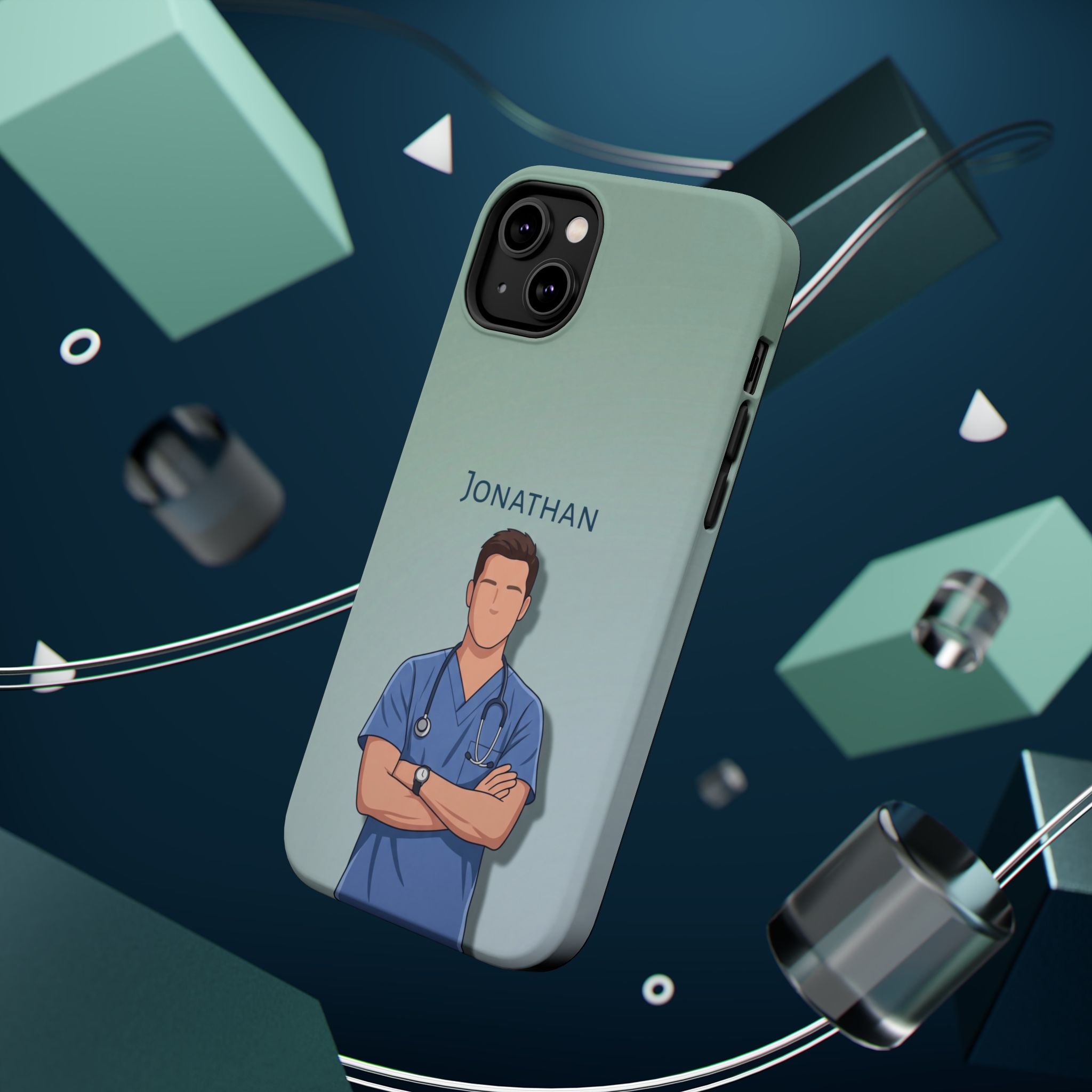 Personalized Nurse Portrait Phone Case — Impact-Resistant Wireless Charging Cover