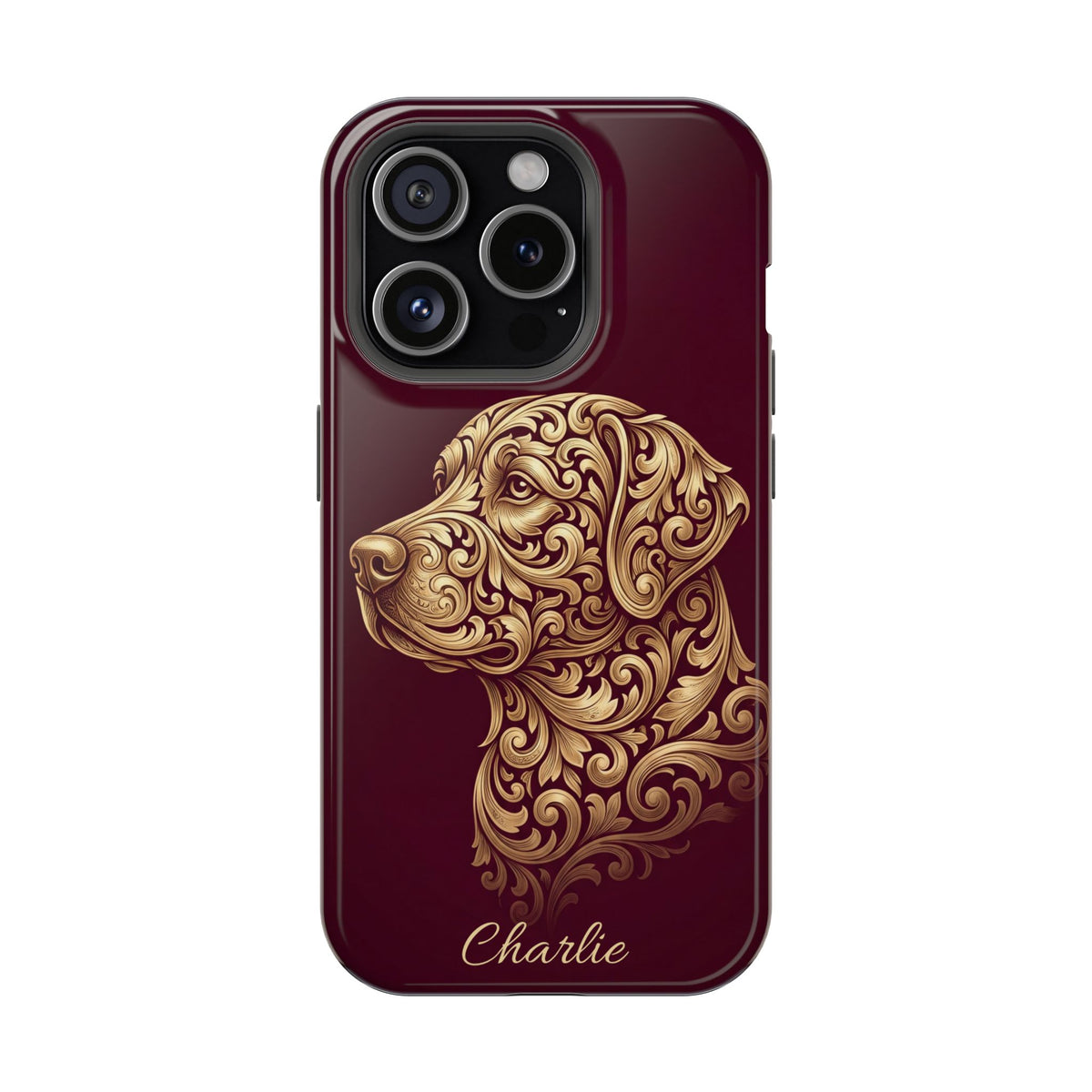 Personalized Gold Filigree Labrador Phone Case — Tough Magnetic Case with Wireless Charging