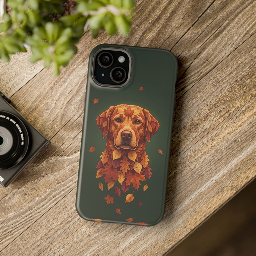 Autumn Leaves Labrador Phone Case — Tough Magnetic Case with Wireless Charging