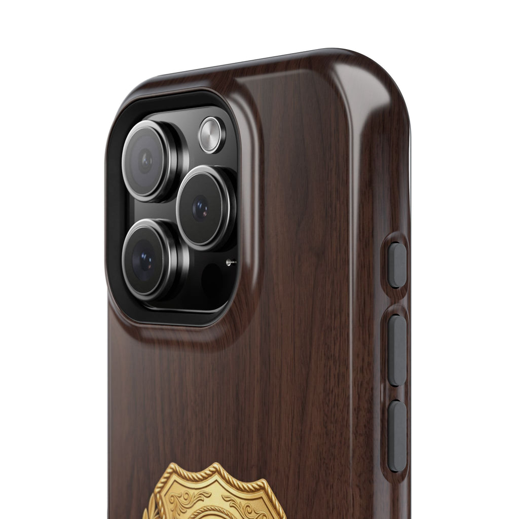 Gold EMS Laurel Badge Wood Phone Case — Magnetic Wireless Charging Cover