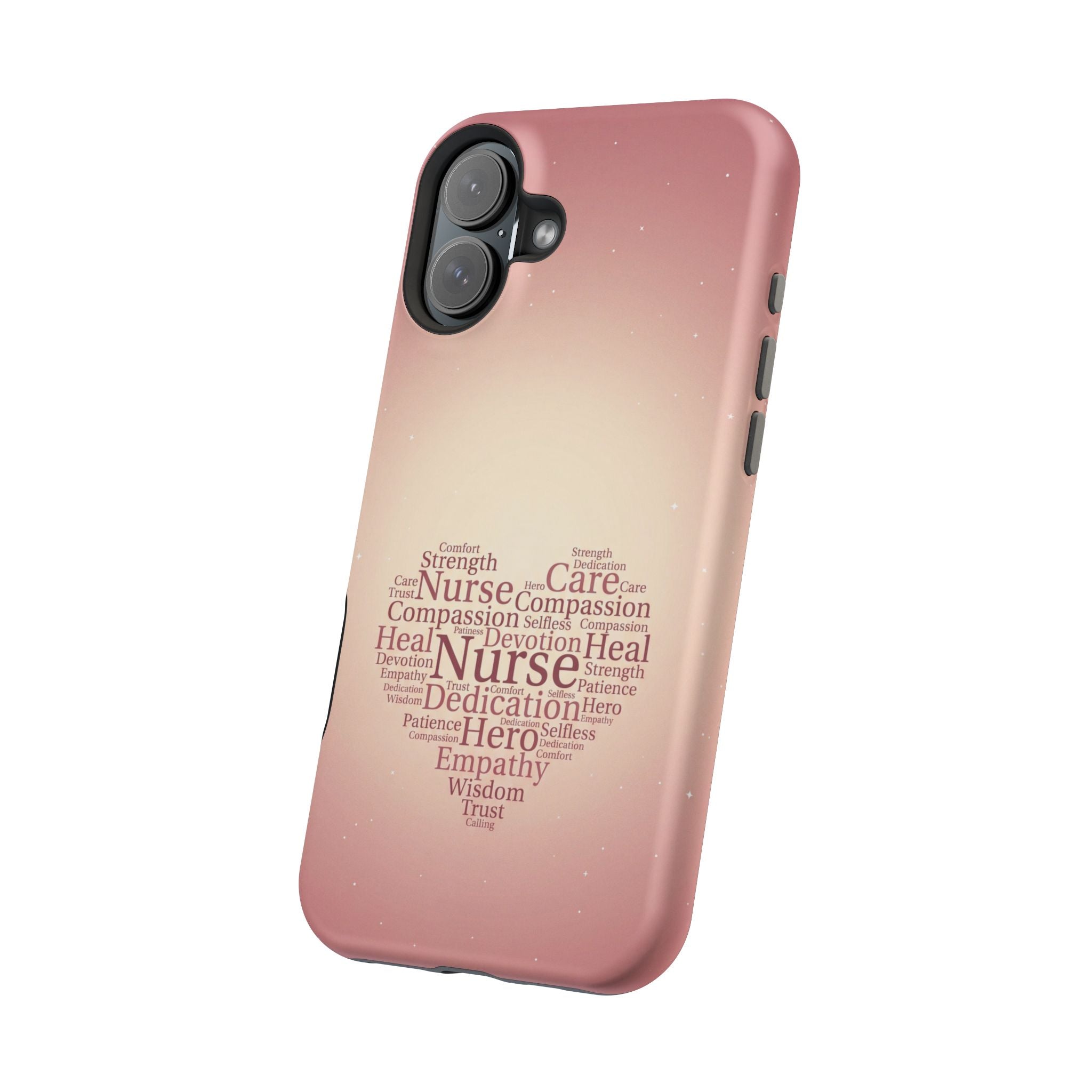 Nurse Heart Word Art Phone Case — Impact-Resistant Wireless Charging Cover