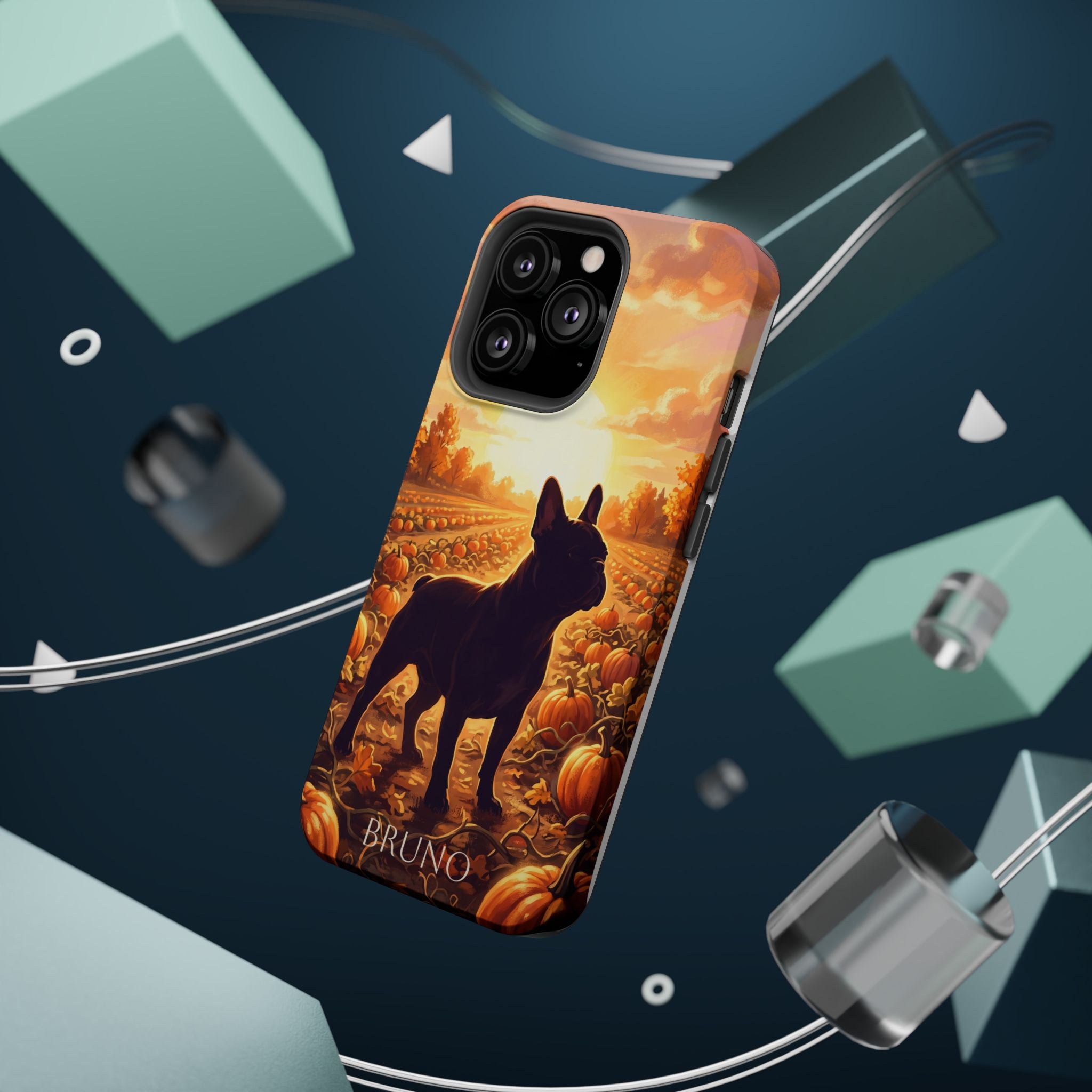 Personalized French Bulldog Pumpkin Patch Phone Case — Wireless Charging Cover