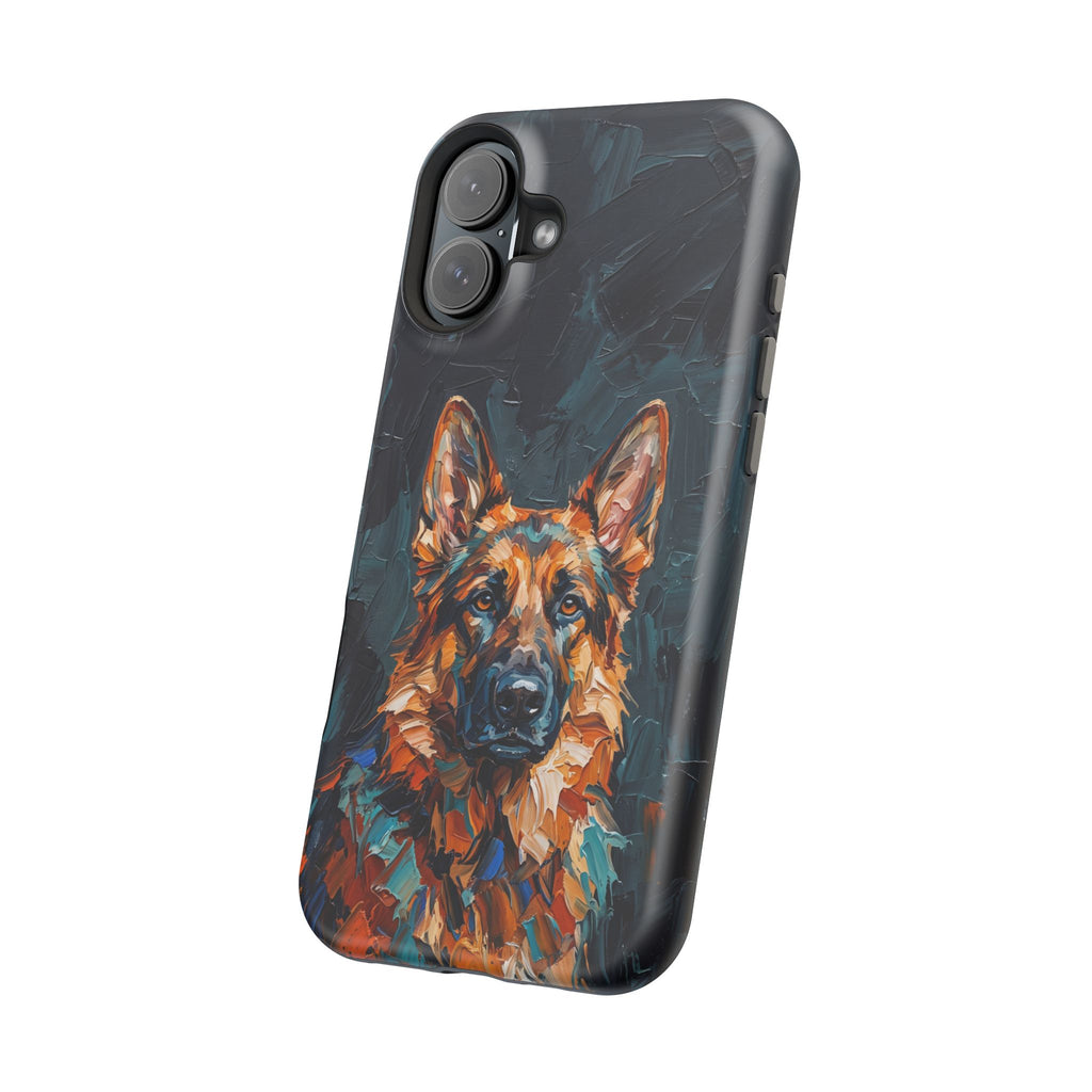 German Shepherd Phone Case | Palette Knife Painting Art — Tough Magnetic Case with Wireless Charging