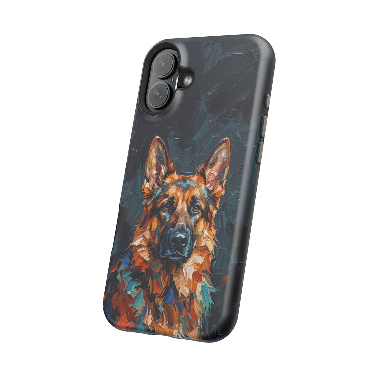 German Shepherd Phone Case | Palette Knife Painting Art — Tough Magnetic Case with Wireless Charging