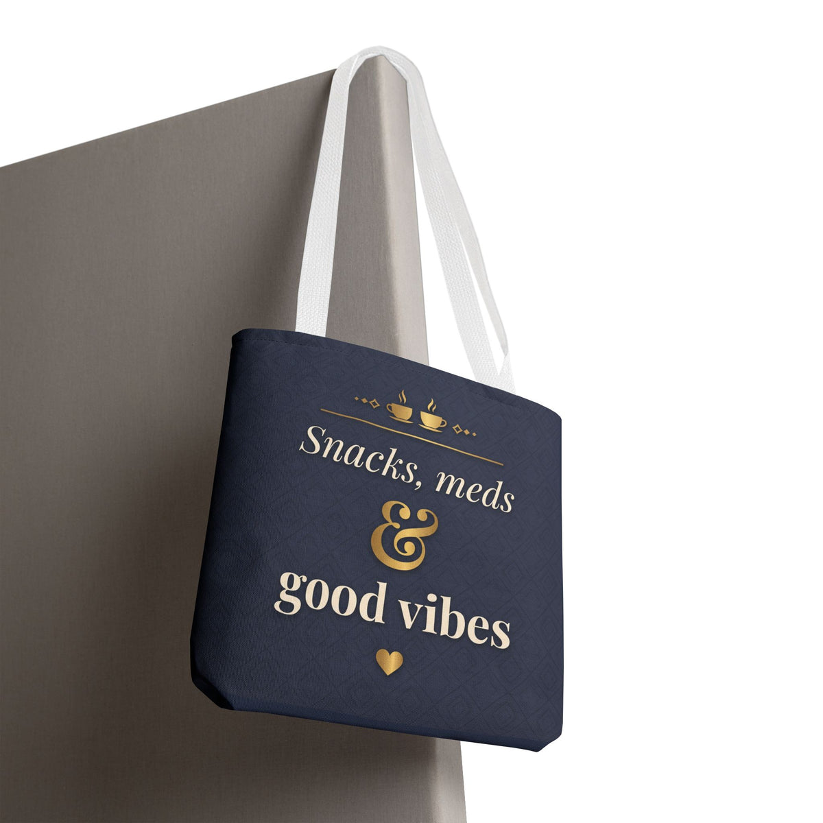 Snacks Meds & Good Vibes Tote | Funny Nurse Gift Tote Bag | Healthcare Worker Humour Gift | Premium Polyester Carry-All