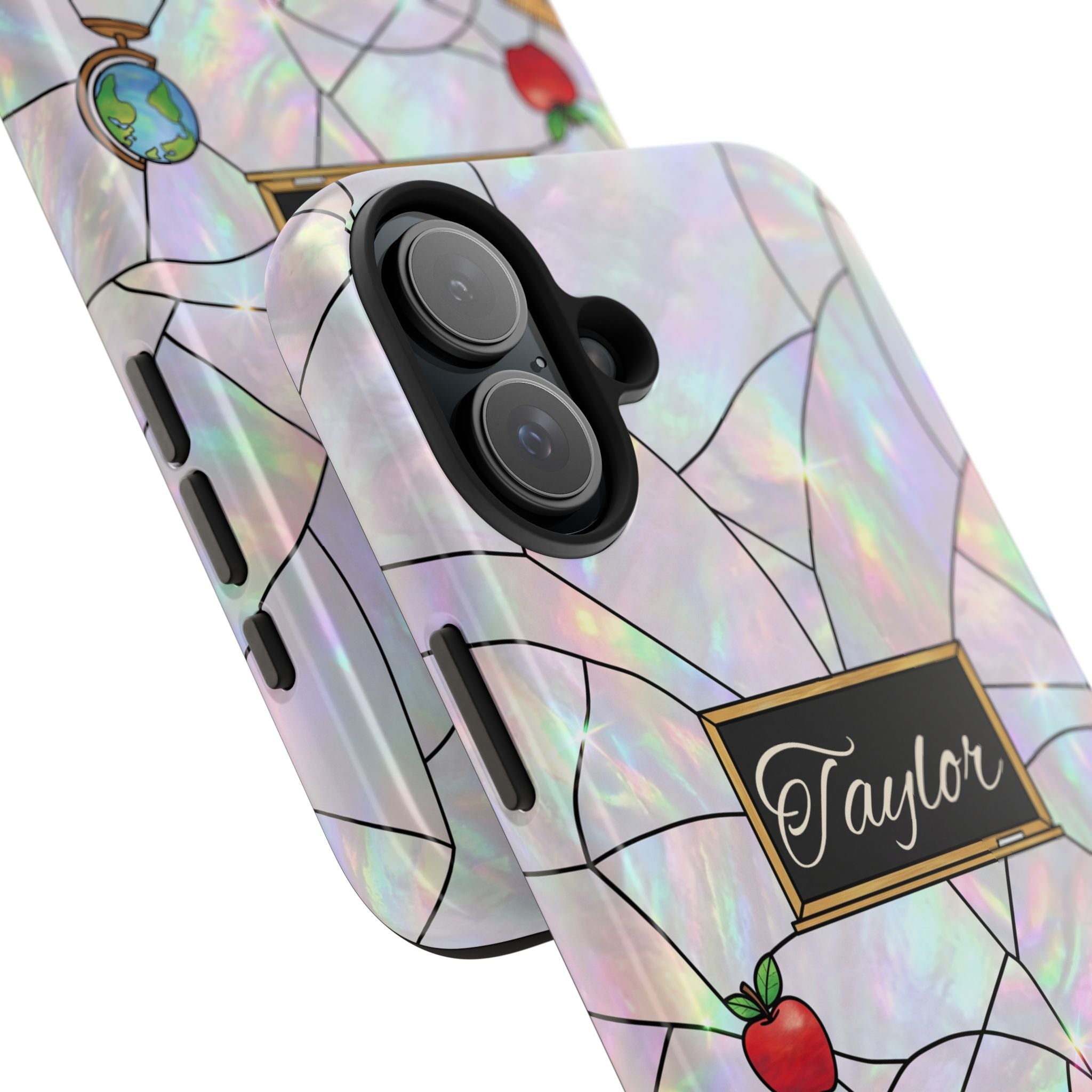 Personalized Teacher Phone Case — Custom Name Stained Glass Classroom Design