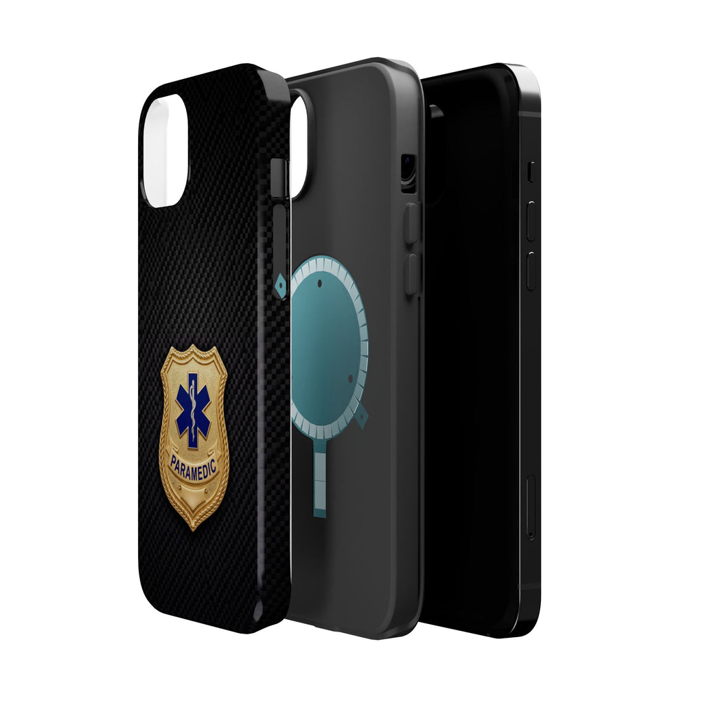 Gold Paramedic Badge Black Phone Case — Magnetic Wireless Charging Cover