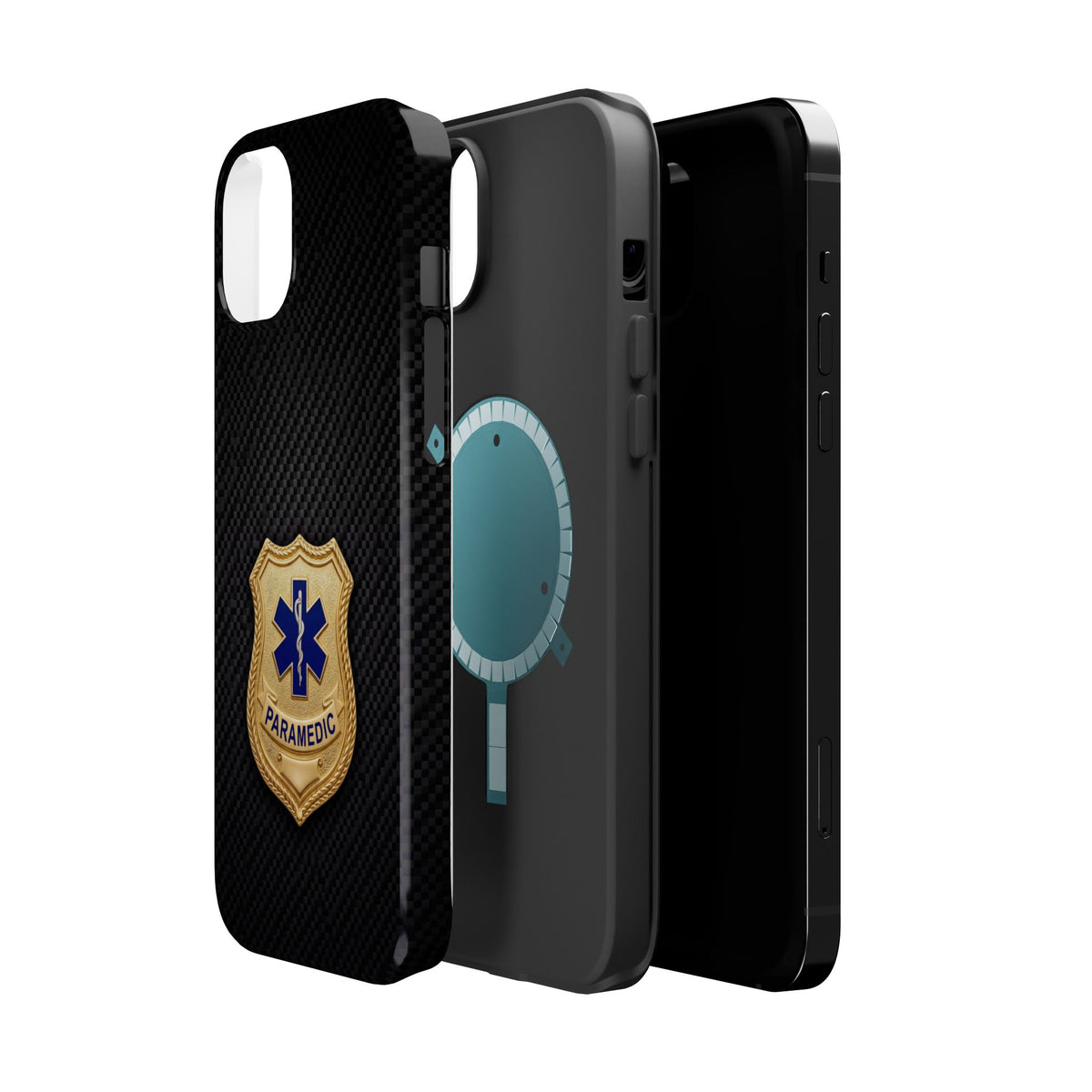 Gold Paramedic Badge Black Phone Case — Magnetic Wireless Charging Cover