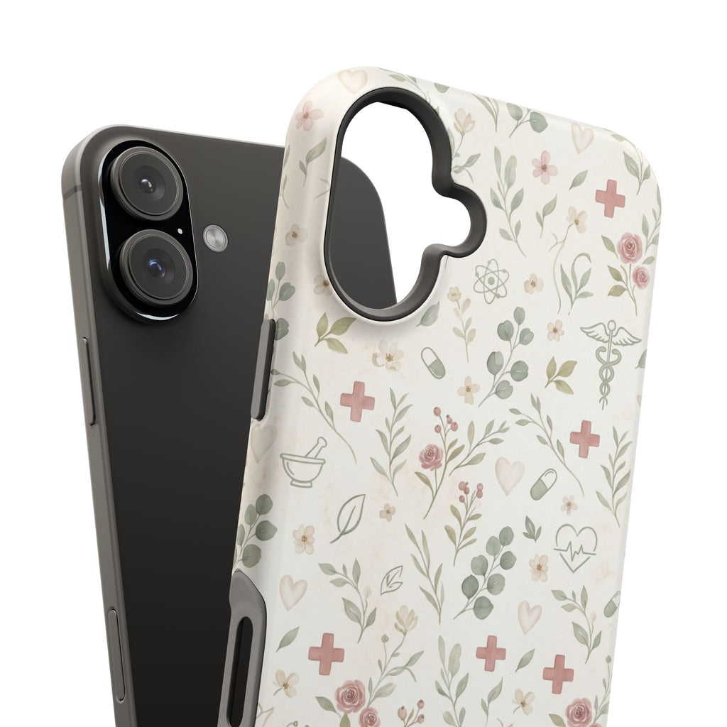 Floral Nurse Phone Case — Impact-Resistant Wireless Charging Cover