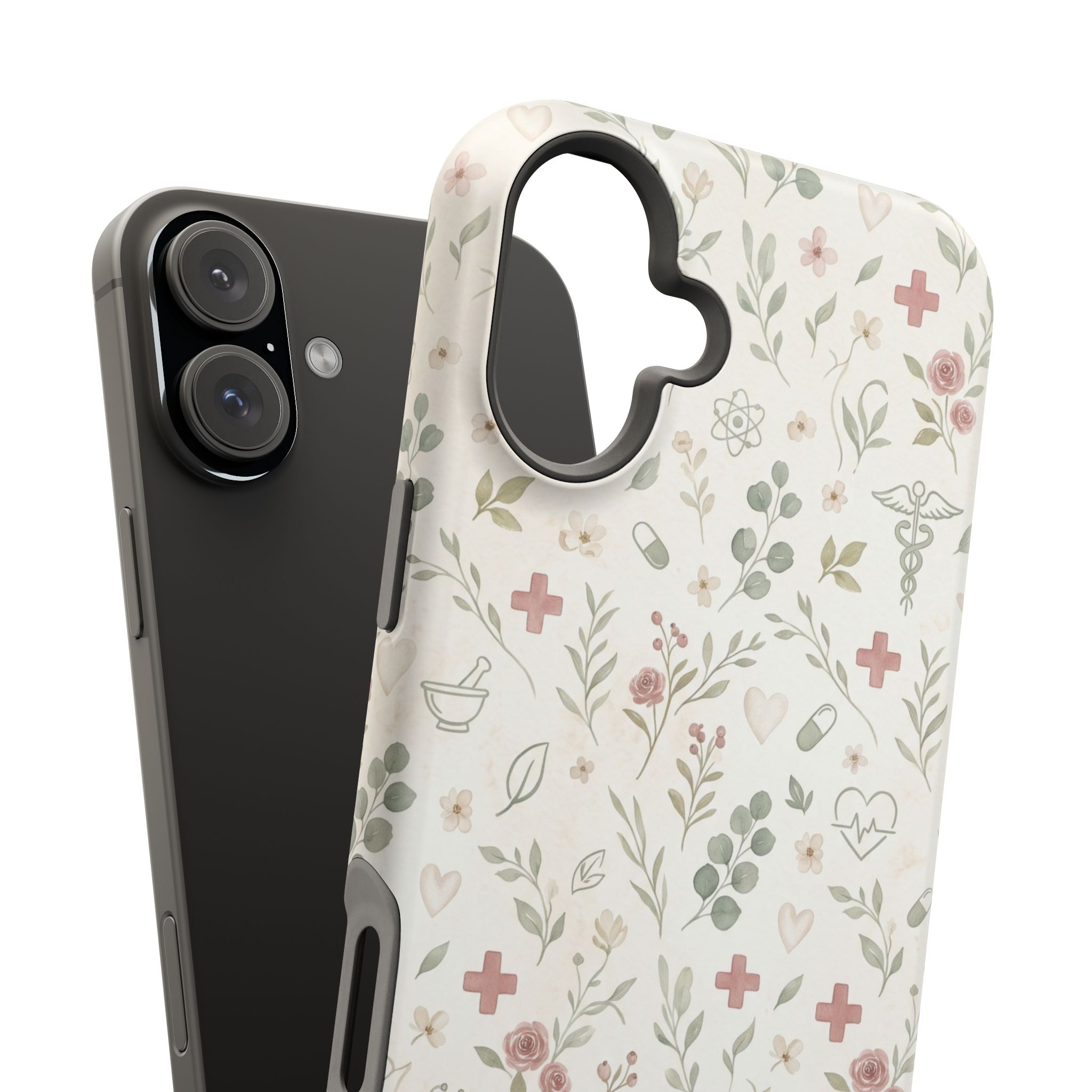 Floral Nurse Phone Case — Impact-Resistant Wireless Charging Cover