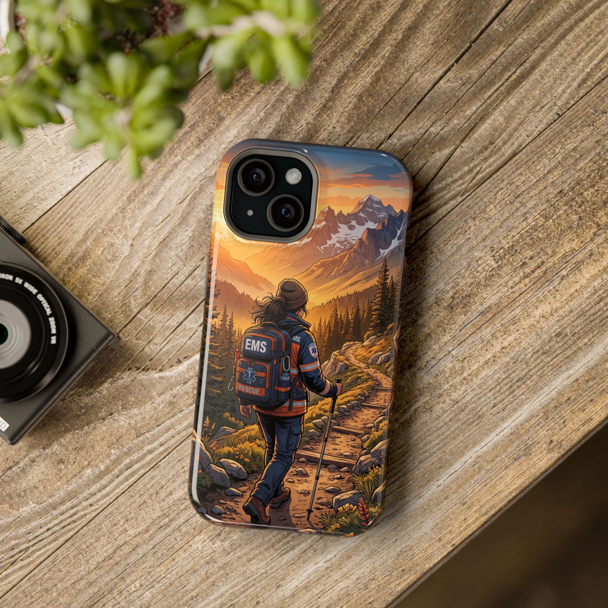 Paramedic/EMT Mountain Phone Case — Magnetic Wireless Charging Cover