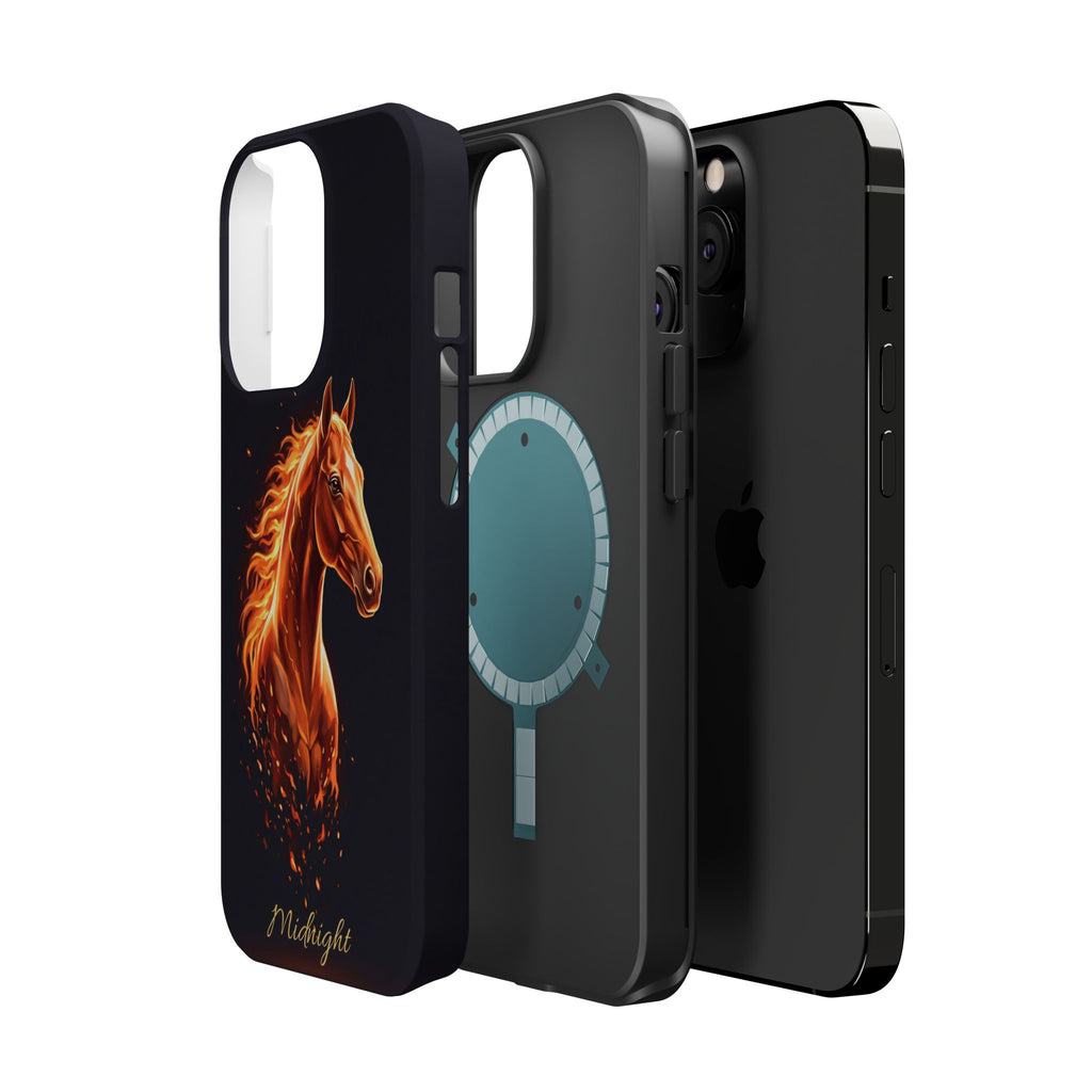Personalized Fire & Ember Horse Phone Case — Tough Magnetic Case with Wireless Charging