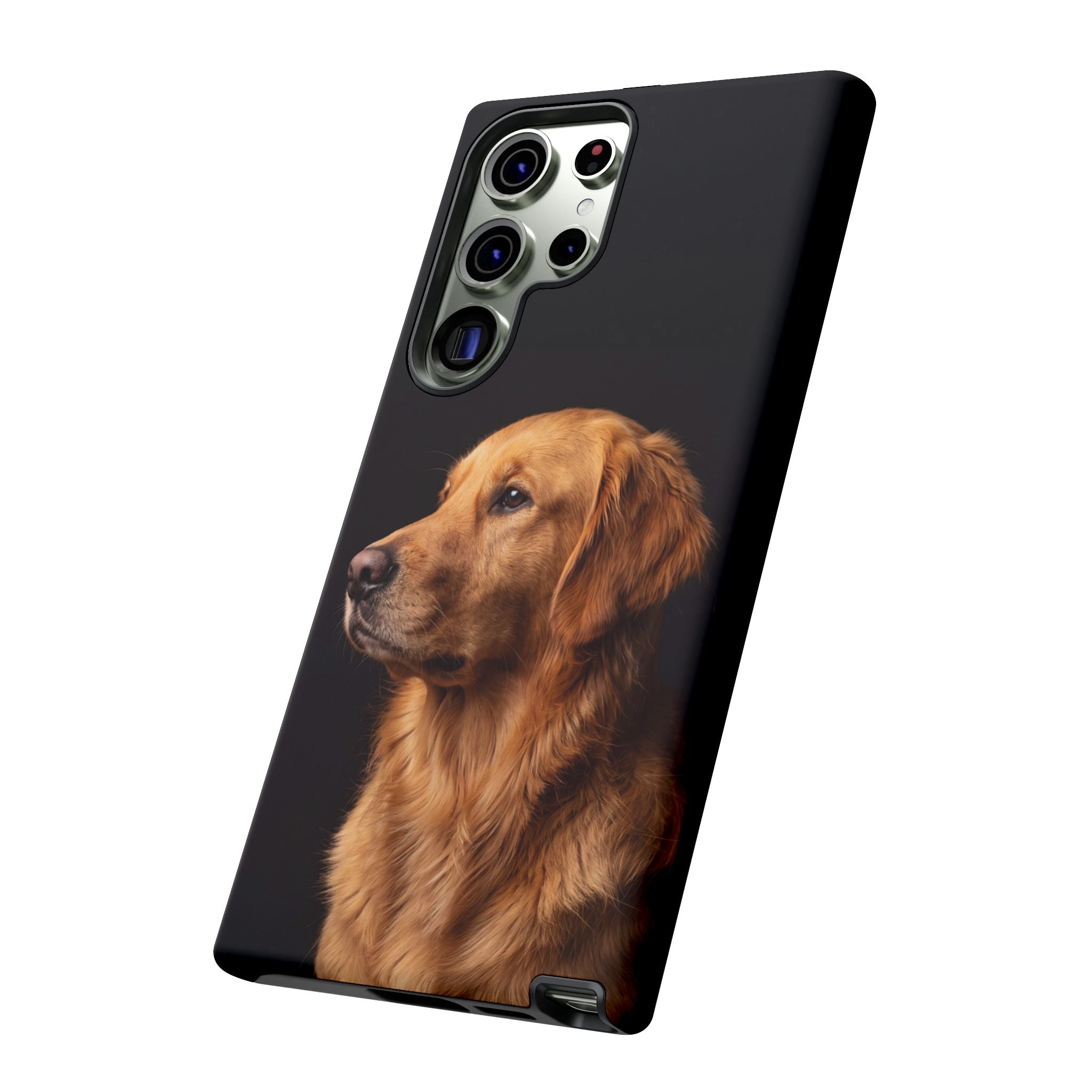 Golden Retriever Portrait Phone Case | Realistic Dog Photo on Black Background | iPhone & Samsung