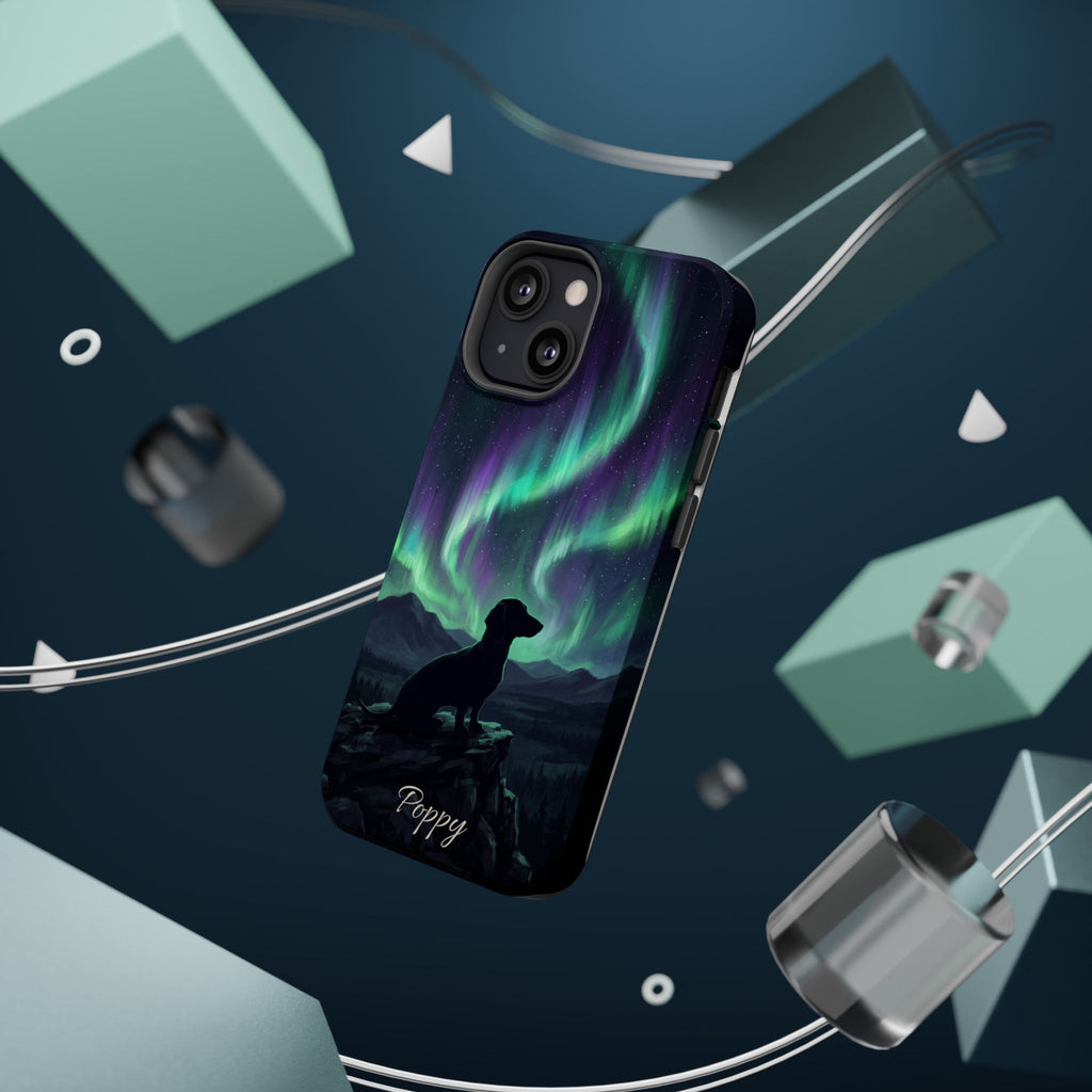 Personalized Dachshund Northern Lights Phone Case — Wireless Charging Cover