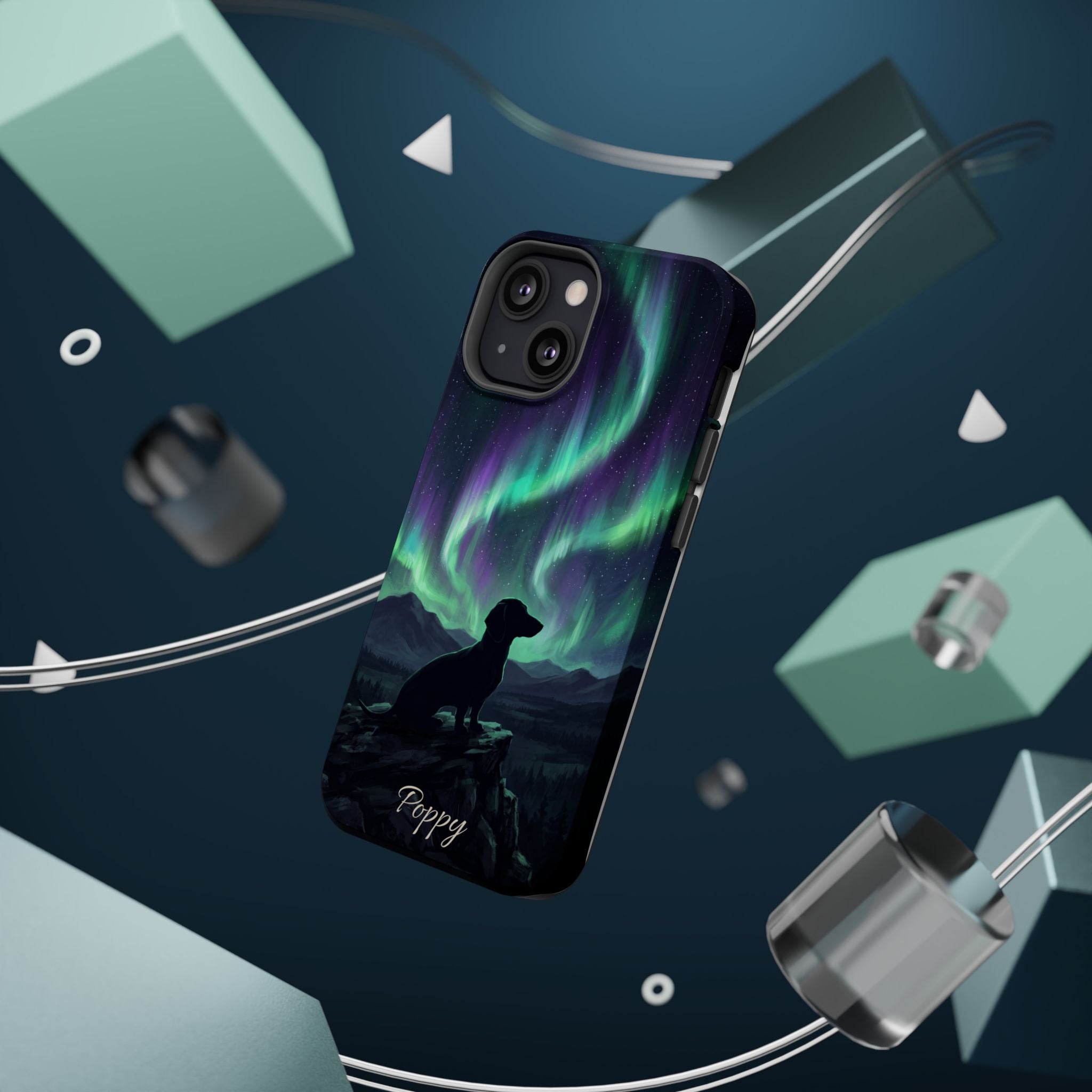 Personalized Dachshund Northern Lights Phone Case — Wireless Charging Cover