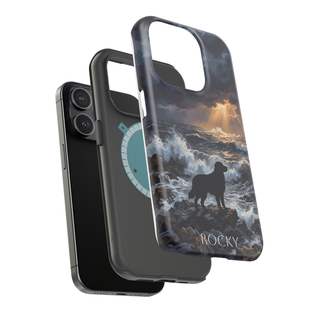 Personalized Golden Retriever Stormy Sea Phone Case — Wireless Charging Cover