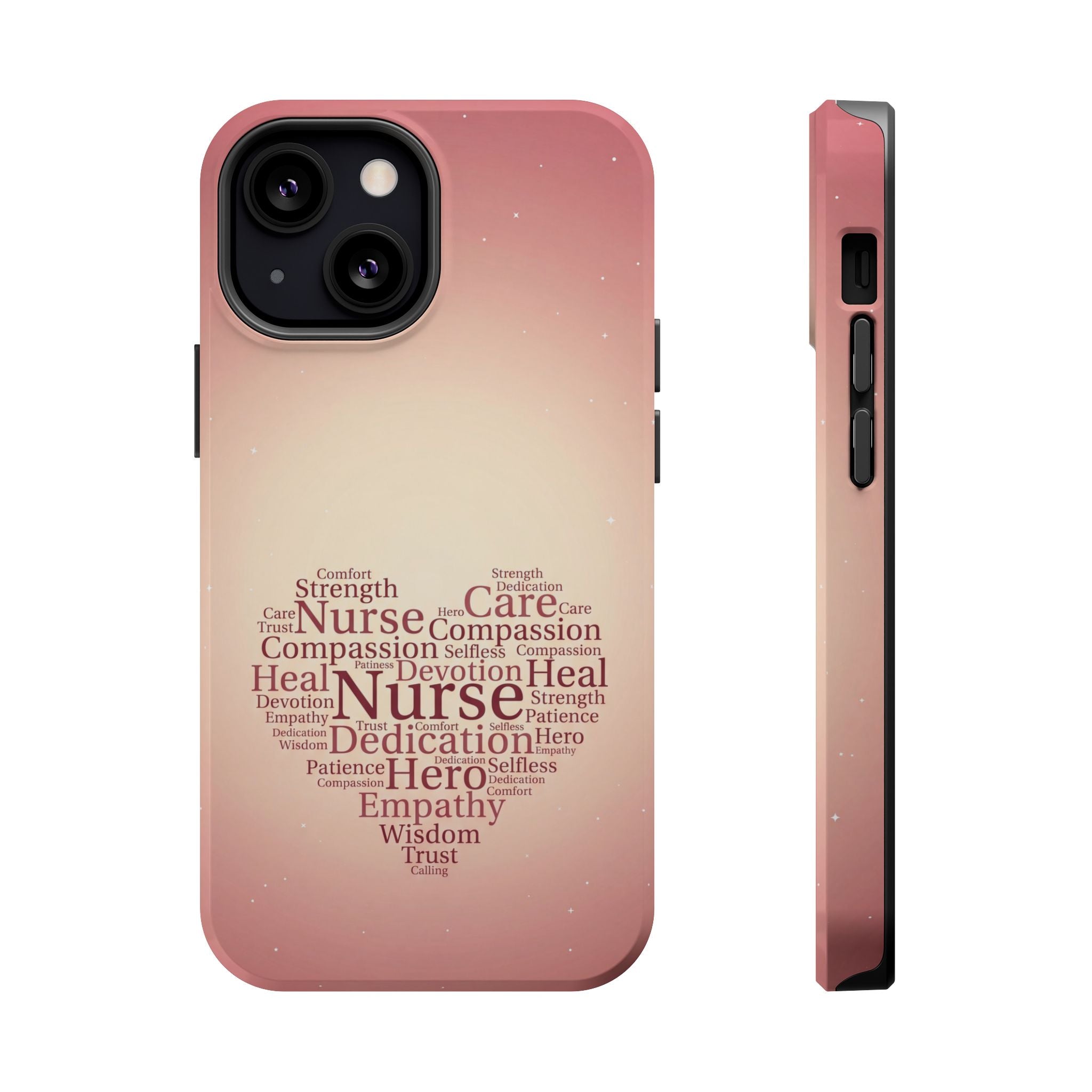 Nurse Heart Word Art Phone Case — Impact-Resistant Wireless Charging Cover