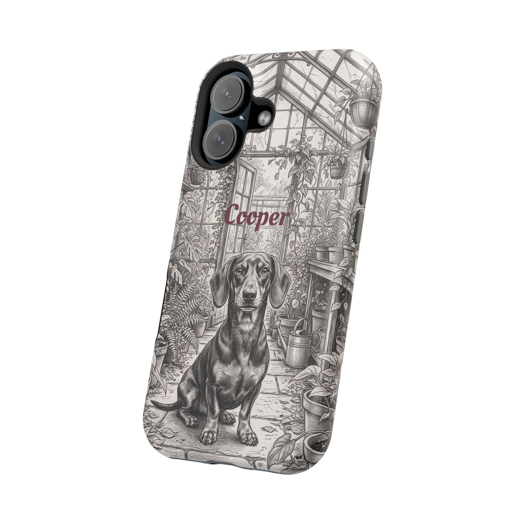 Personalized Dachshund Vintage Greenhouse Phone Case — Wireless Charging Cover