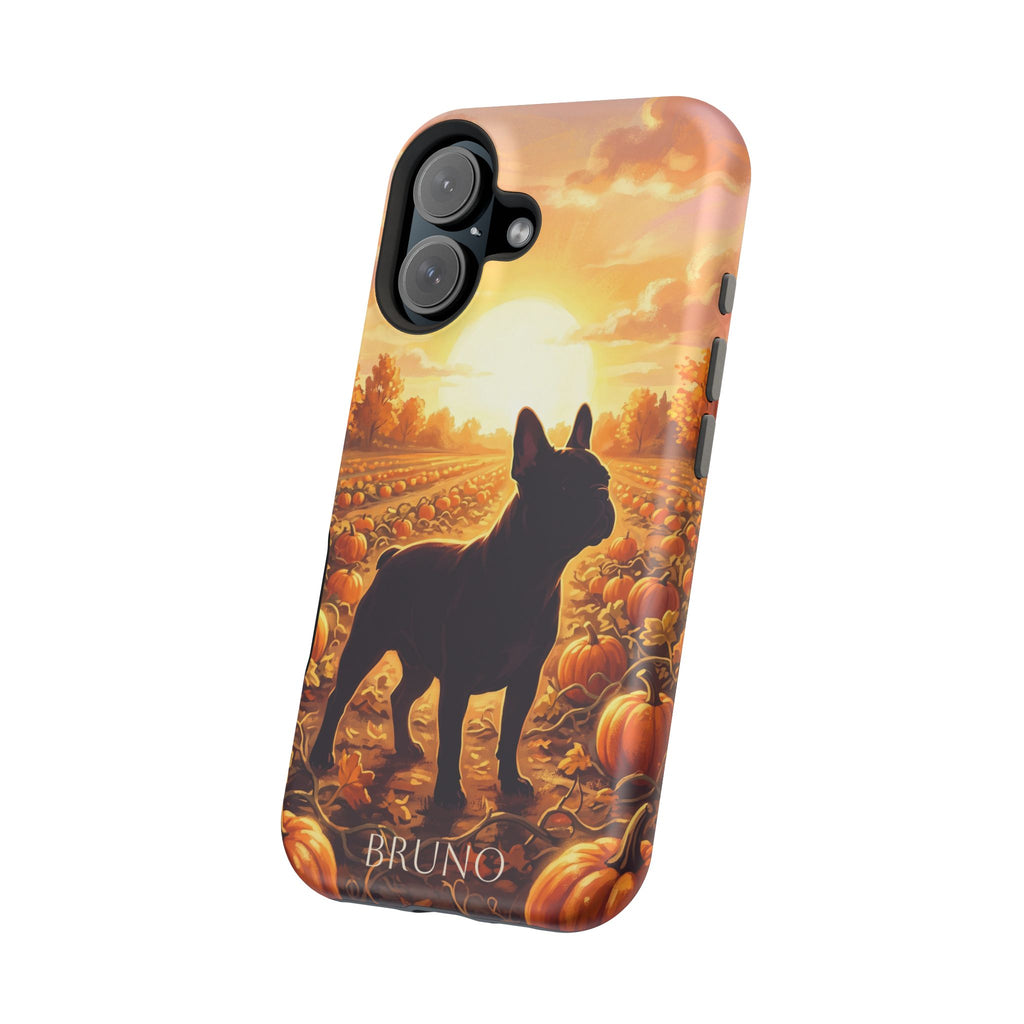 Personalized French Bulldog Pumpkin Patch Phone Case — Wireless Charging Cover