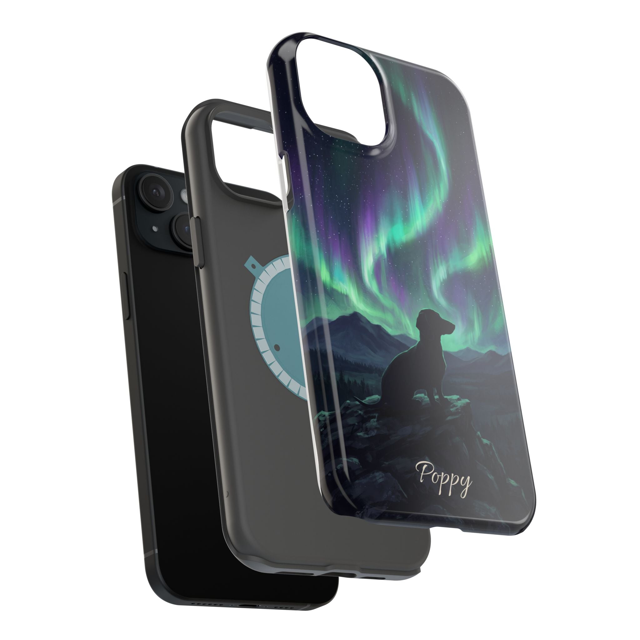 Personalized Dachshund Northern Lights Phone Case — Wireless Charging Cover