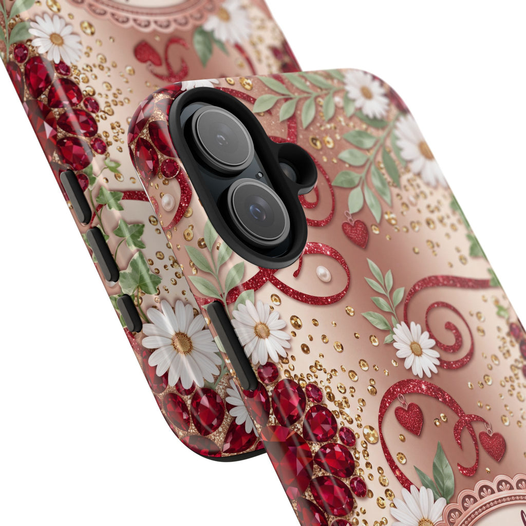 Personalized Teacher Phone Case — Custom Name and Message - Floral Jeweled Design