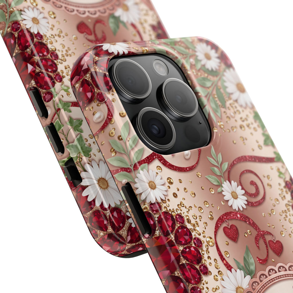 Personalized Teacher Phone Case — Custom Name and Message - Floral Jeweled Design