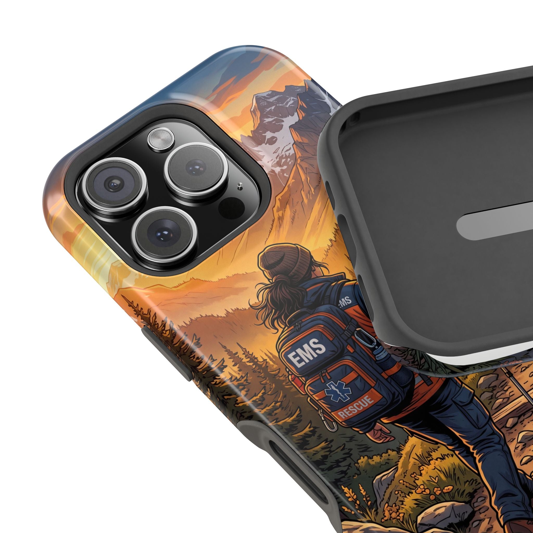 Paramedic/EMT Mountain Phone Case — Magnetic Wireless Charging Cover