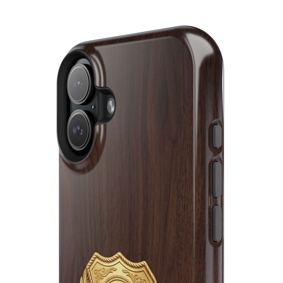 Gold EMS Laurel Badge Wood Phone Case — Magnetic Wireless Charging Cover
