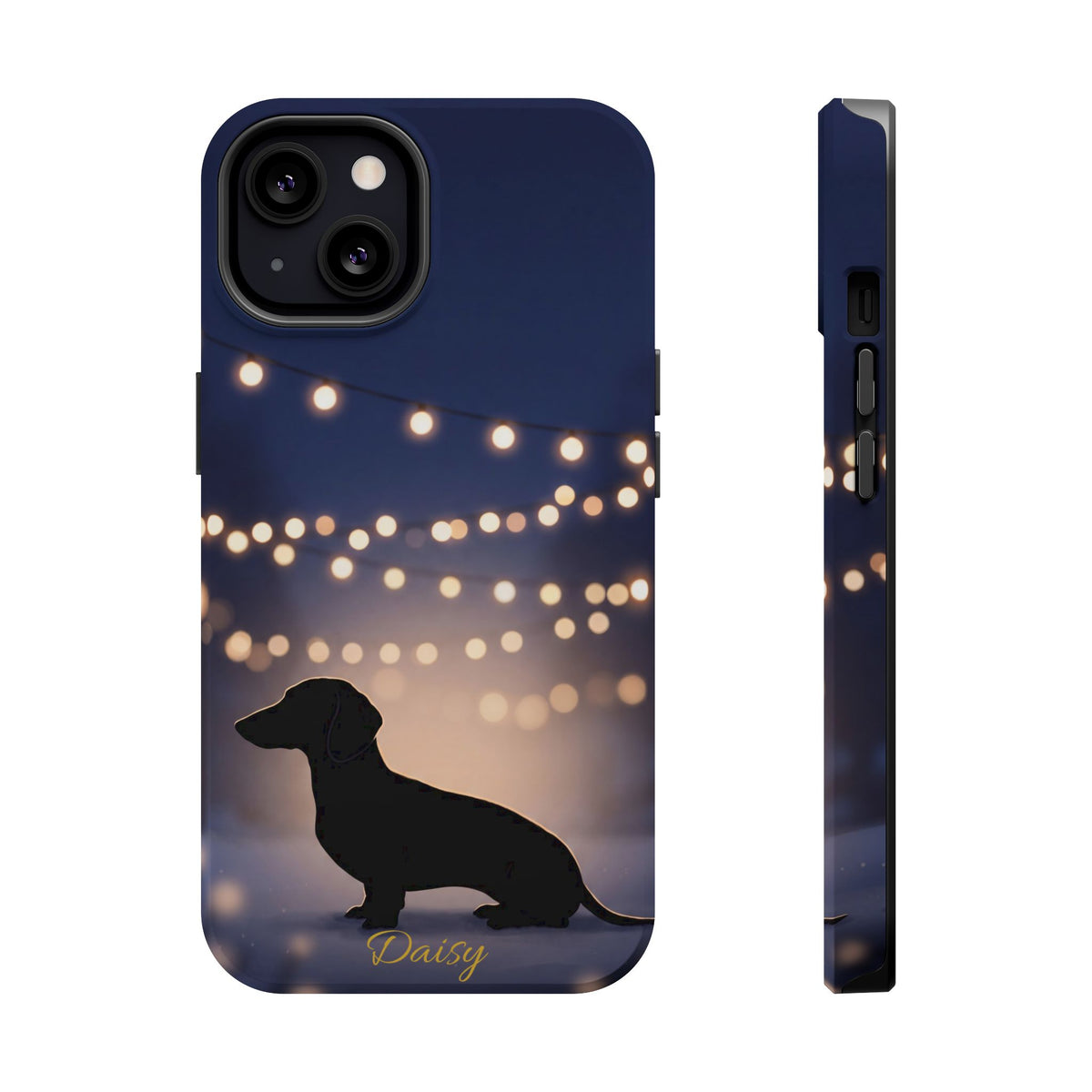 Personalized Dachshund Fairy Lights Phone Case — Wireless Charging Cover