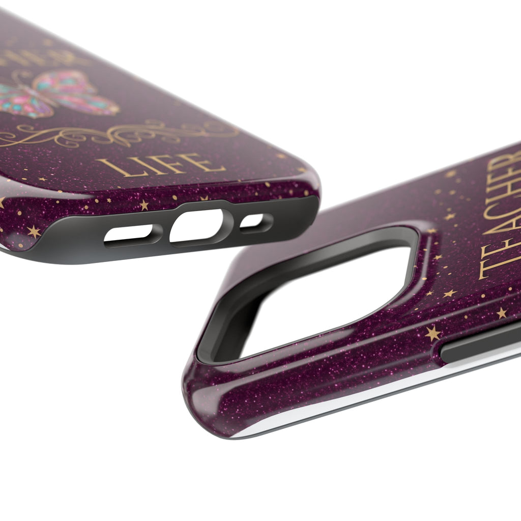 Teacher Life Glitter Butterfly Phone Case — Wireless Charging Cover