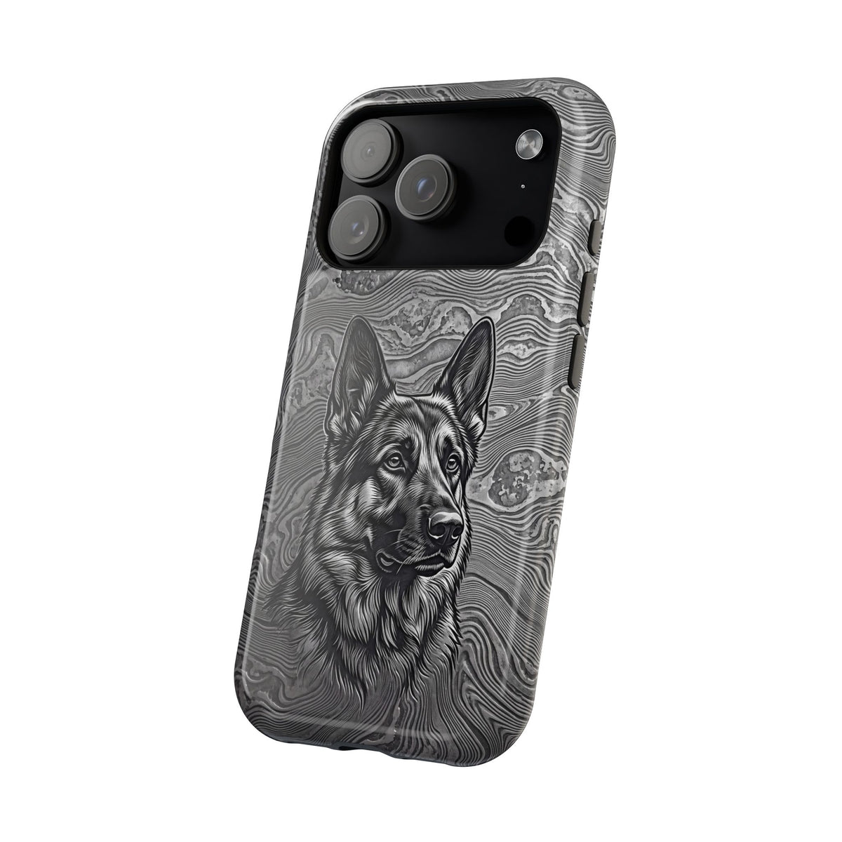 German Shepherd Phone Case | Damascus Art — Tough Magnetic Case with Wireless Charging