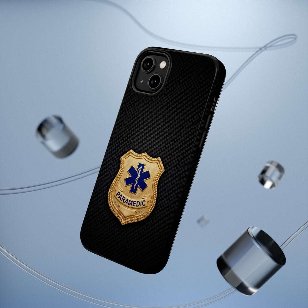 Gold Paramedic Badge Black Phone Case — Magnetic Wireless Charging Cover