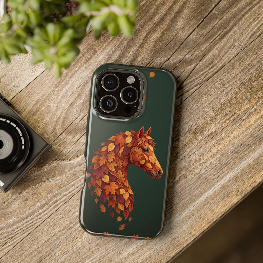 Autumn Leaves Horse Phone Case — Tough Magnetic Case with Wireless Charging