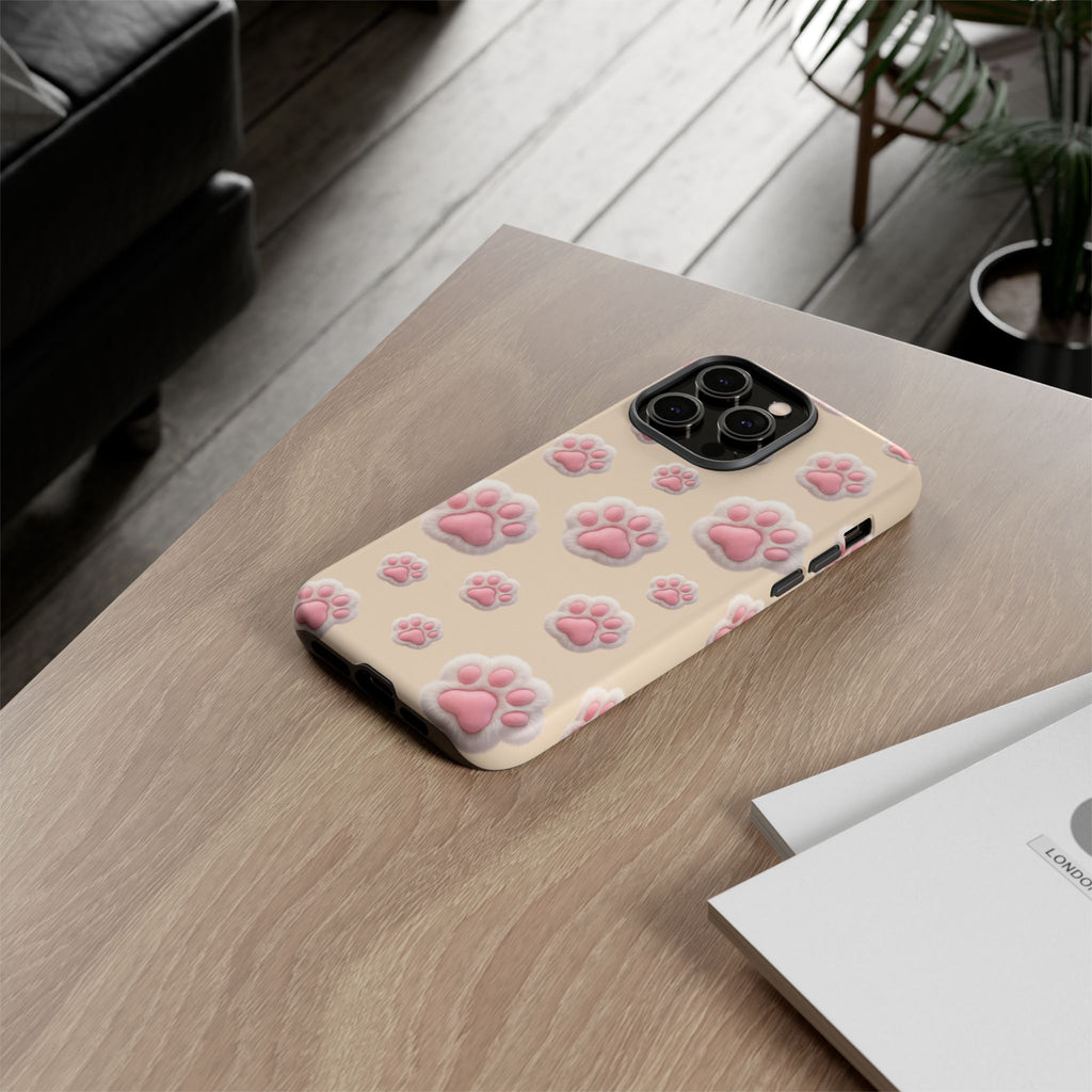 Golden Retriever Paw Print Phone Case | Cute Pink Paw Pattern for Dog Lovers | iPhone & Samsung
