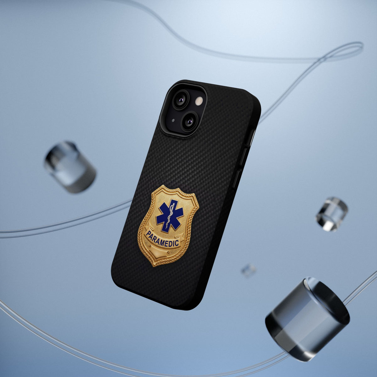 Gold Paramedic Badge Black Phone Case — Magnetic Wireless Charging Cover