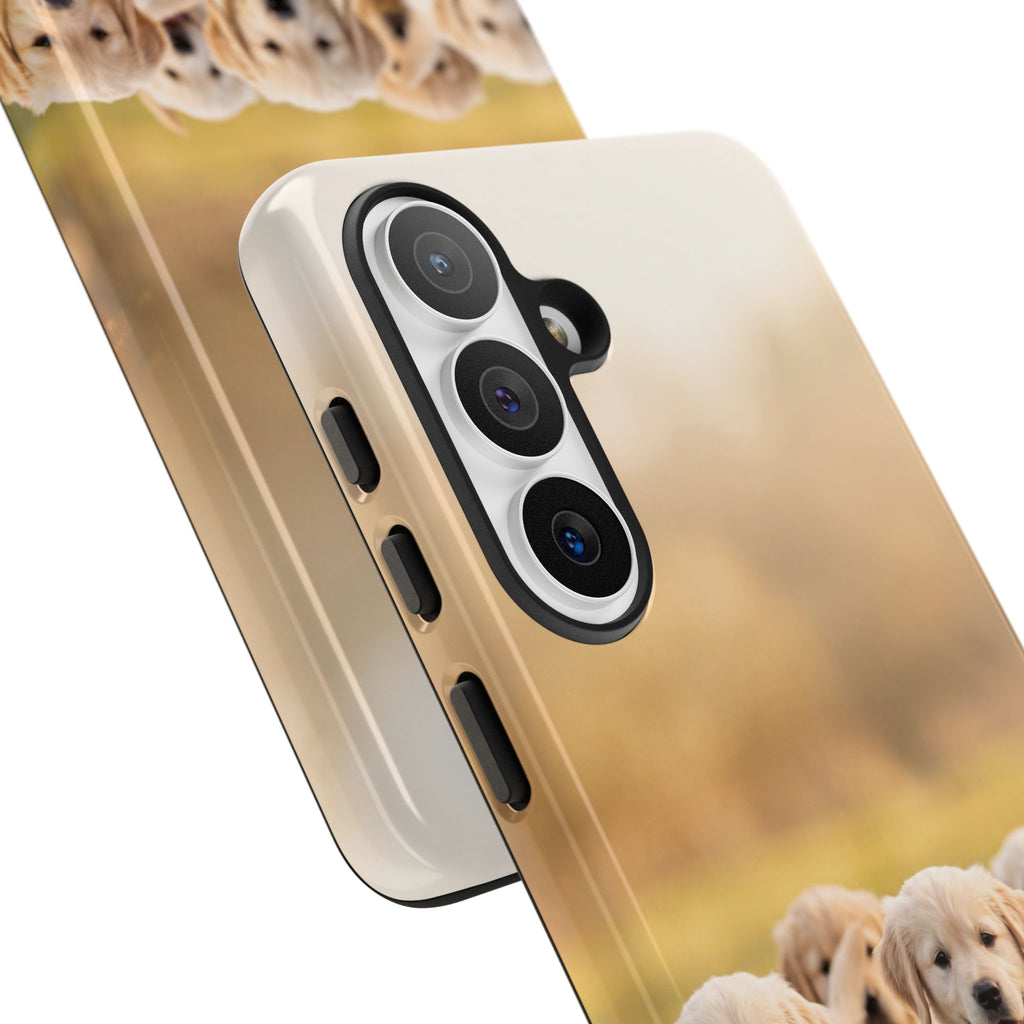 Golden Retriever Puppies Phone Case | Playful Puppy Pack Running in Grass | iPhone & Samsung