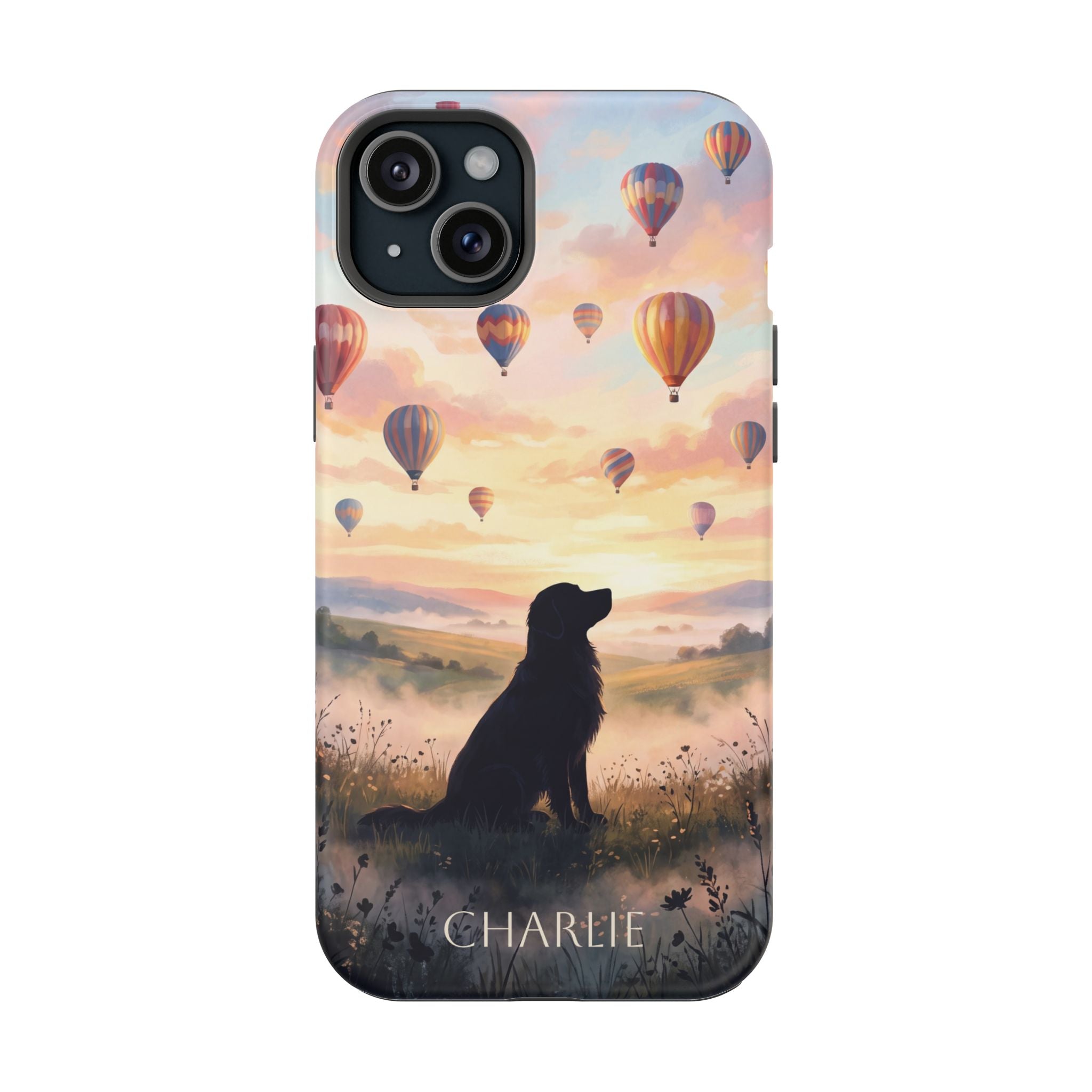 Personalized Golden Retriever Hot Air Balloon Phone Case — Wireless Charging Cover