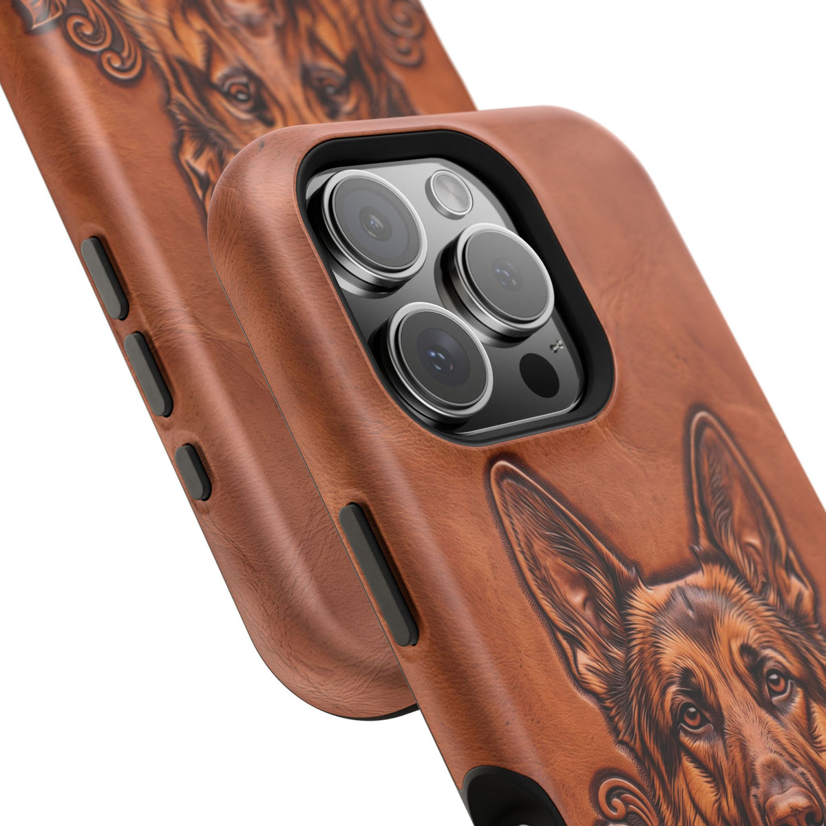 German Shepherd Phone Case | Western Tooled Art — Tough Magnetic Case with Wireless Charging